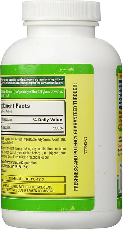 Kirkland Signature Extra Strength D3 50 mcg, 600 Softgels (3 Pack)