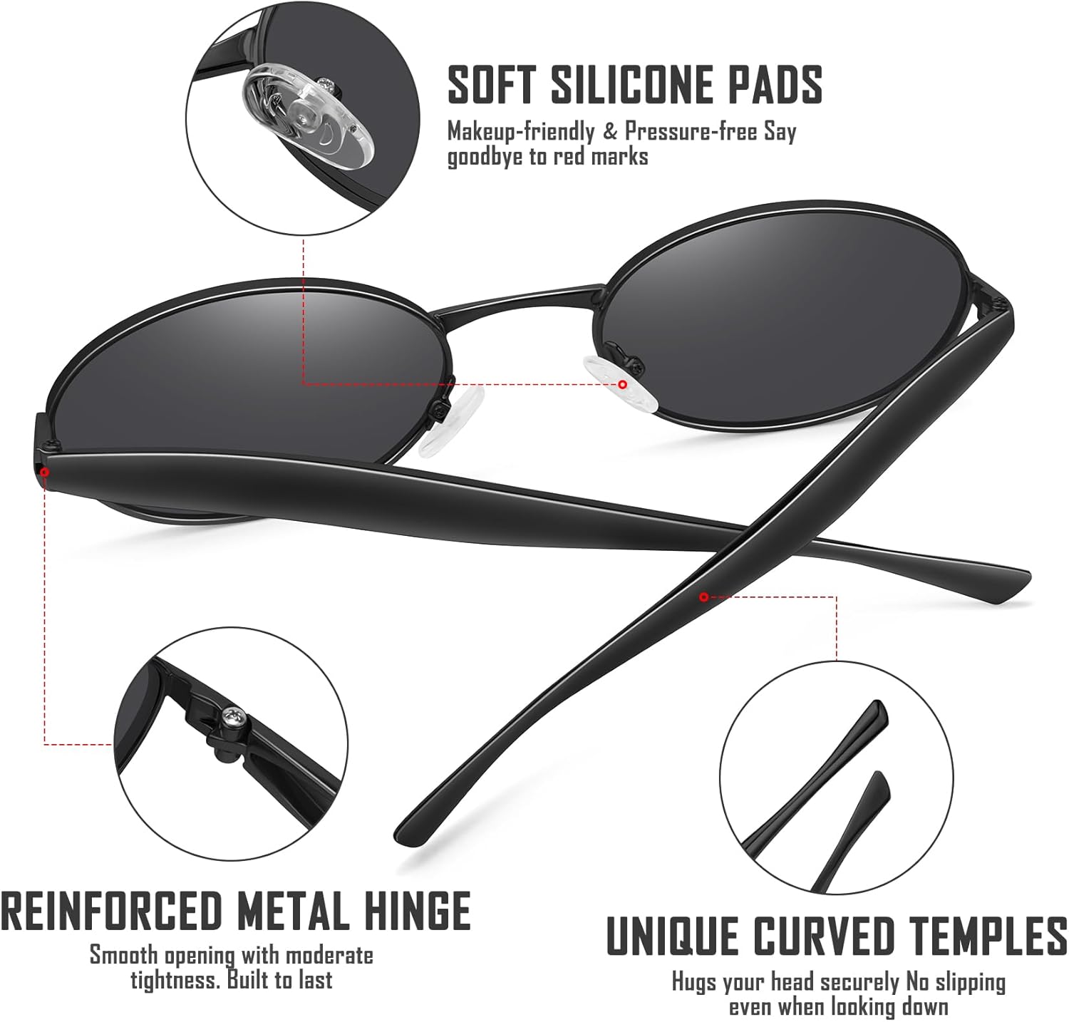 Sardine Oval Sunglasses for Women Men - UV400 Gold Metal Frame Retro Shades - Image 4