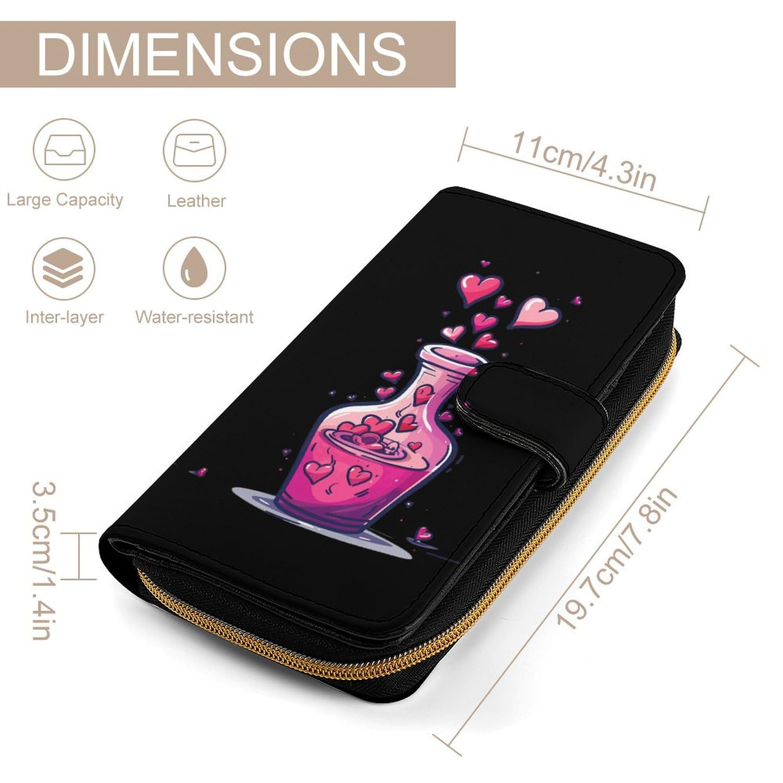 Cute And Fun Chemistry Leather Long Pouch Wallet for Men And Women Large Capacity Clutch Cash Wallet with Zippered