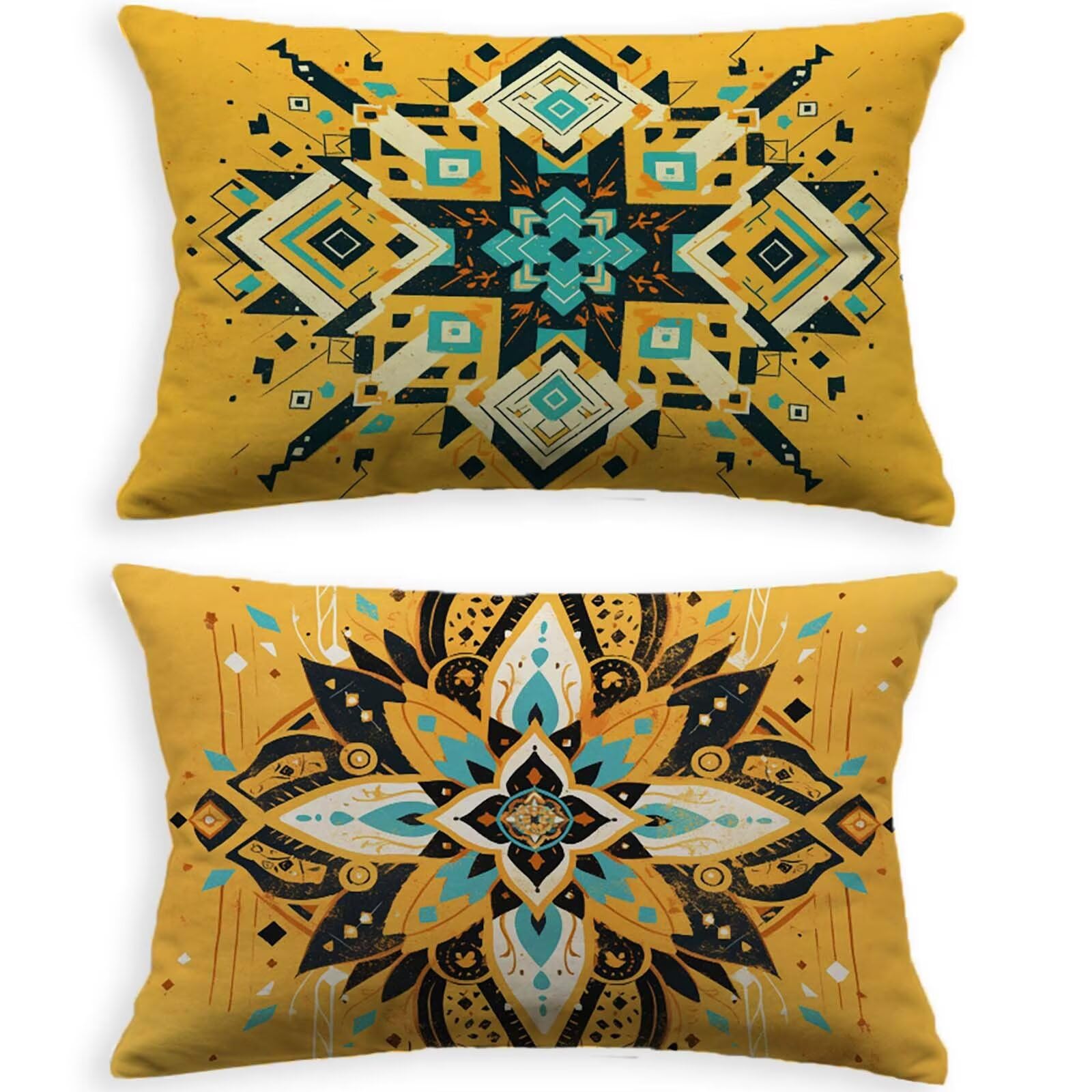 Housse de coussin mandala 60x80 cm orange en velours pour décoration d'automne interior