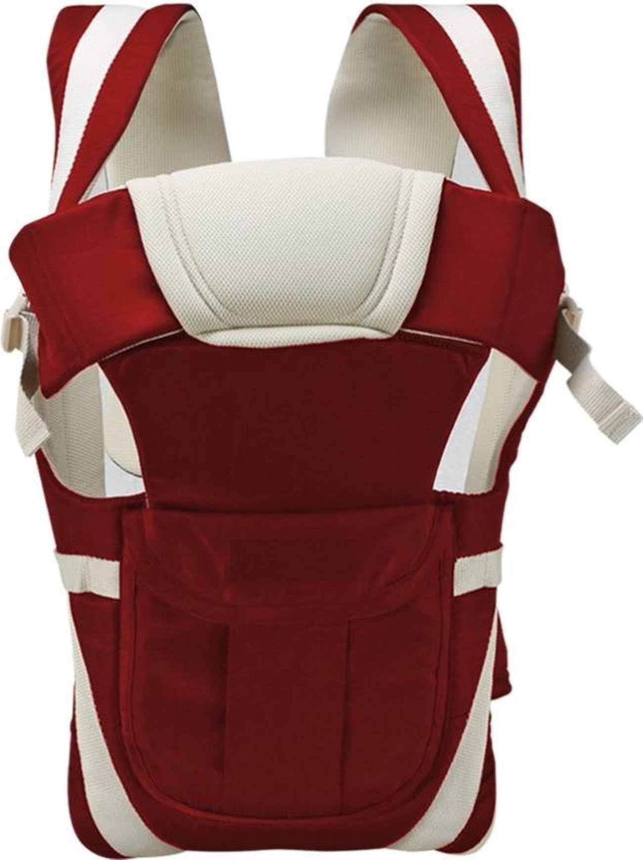 Smilecasters Kid Adjustable Hands-Free 4-in-1 with Comfortable Head Support & Buckle Straps Baby Carrier (Maroon)