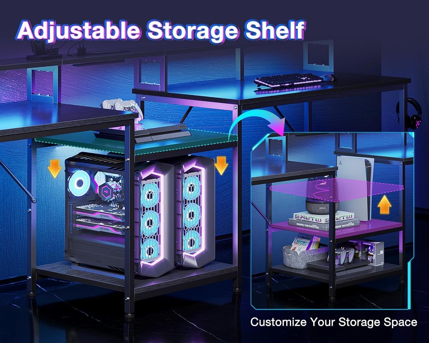 Adjustable storage shelf for customizing space