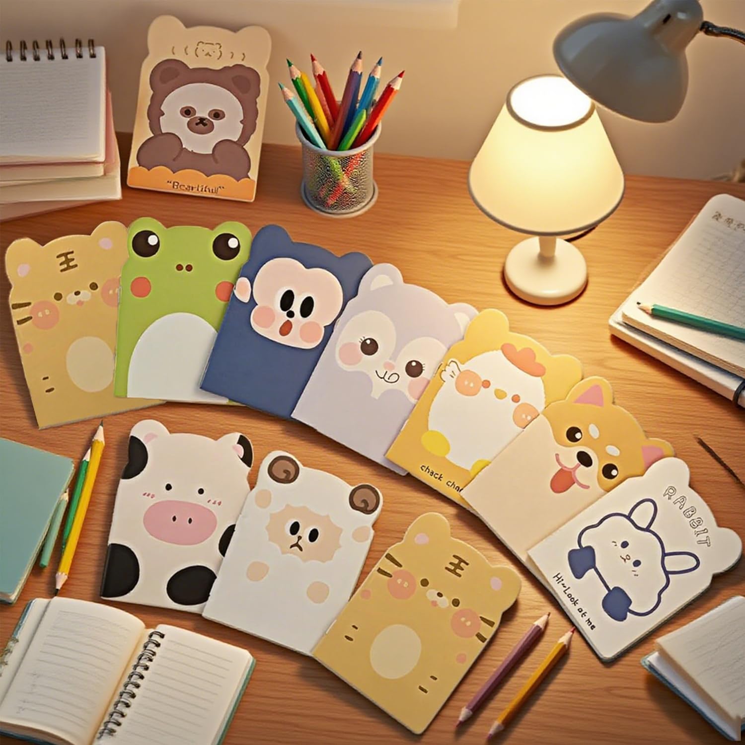 Fecuheko 105 Packs Mini Notebooks for School,Cute Animal Mini Notebooks Bulks with Animal Shaped Bookmarks for Classroom Prizes Gifts College Ruled Pages