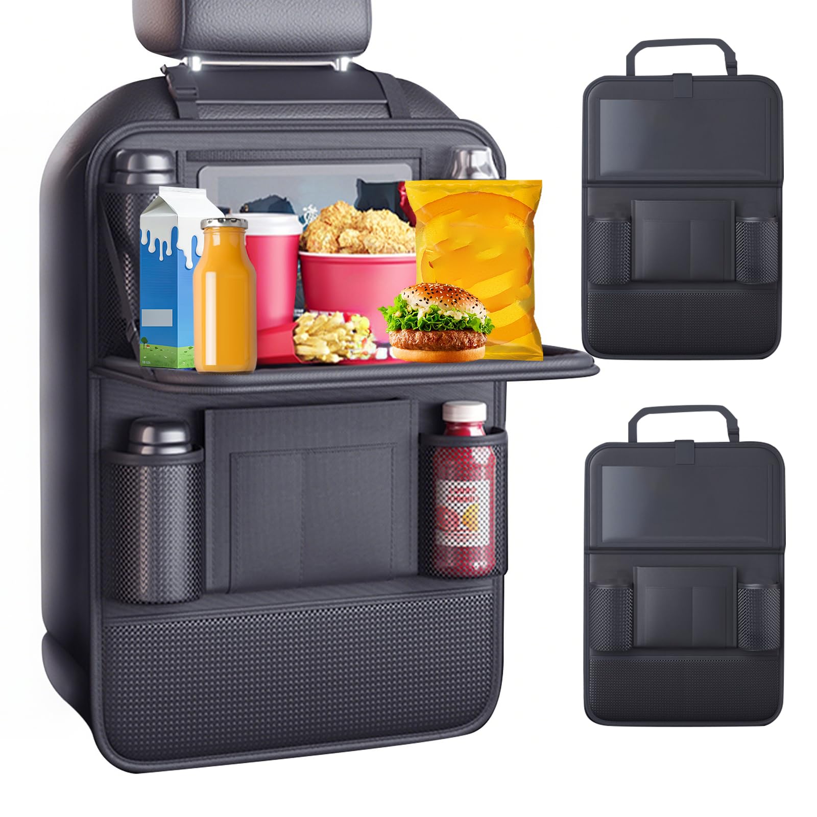 Organizer Sedile Auto, Proteggi Sedile Auto Bambini Posteriore, Impermeabile Organizer Macchina con Tavolo Pieghevole, Vano porta Tablet/Telefono e 9 Tasche, 42 x 61 cm (2 Pezzi)