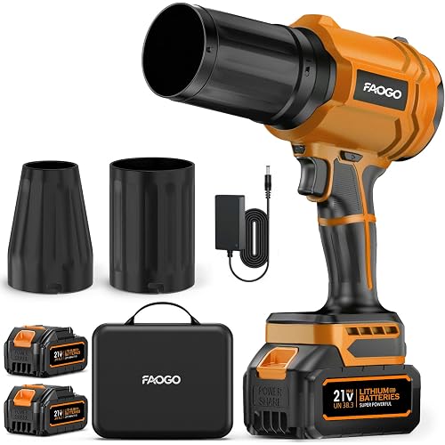 Cordless Leaf Blower with 2 Batteries & Charger - 990,000 RPM Electric Handheld Blower, Lightweight for Lawn, Yard, Patio, Garden Care Orange