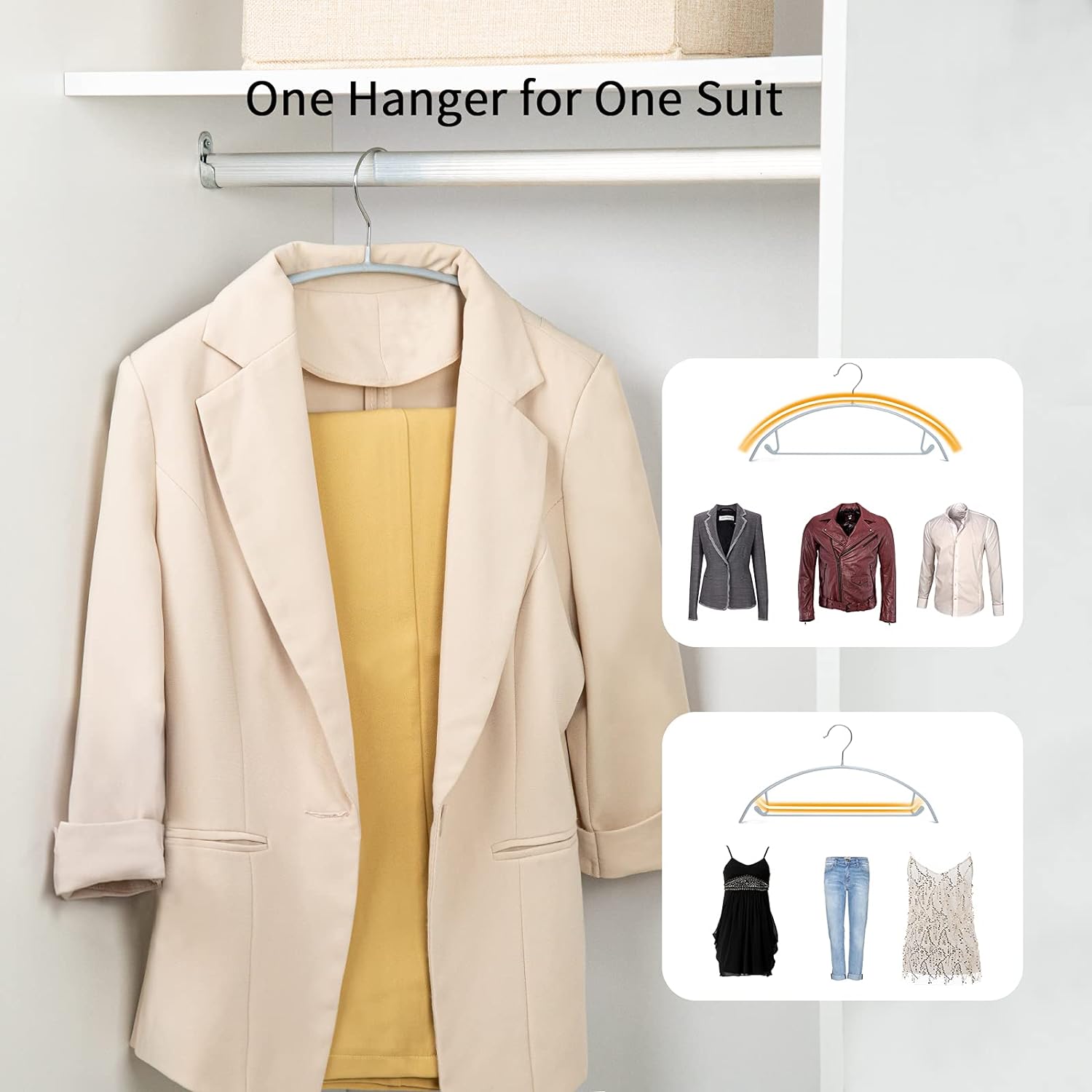 Nature Smile Non Slip PVC Coating Sweater Hangers,Dress Suit Coat Hangers,Shoulder Bump Free Golf T Shirts Clothes Hangers (Silvery Grey Color 10 Pack) - Image 3