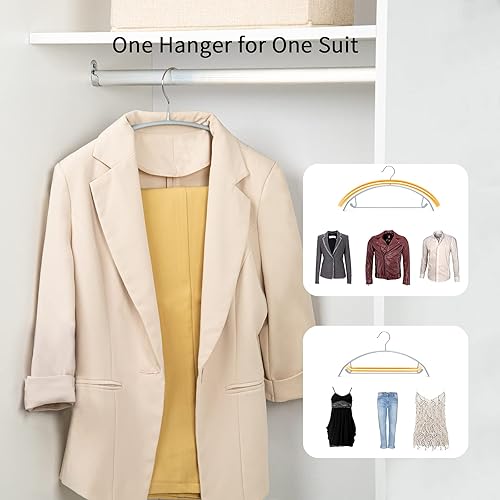 Miniatura 3 de Nature Smile Paquete de 10 perchas antideslizantes para trajes, perchas para abrigos, perchas de suéter, perchas de metal con revestimiento de PVC