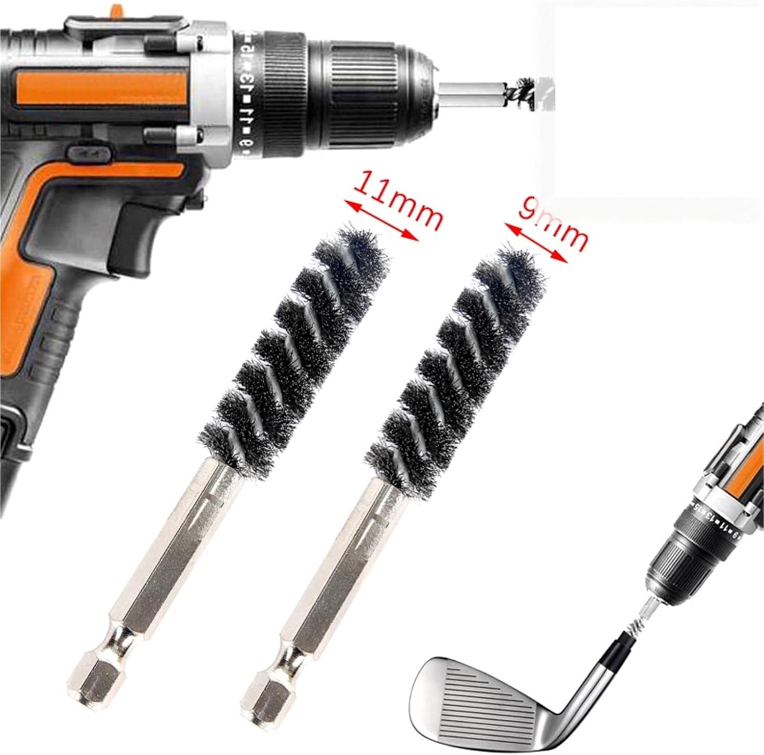 Golf Clubs Head Hosel Brush 8pcs Golf Clubs Head Hosel Brush Electric Drill Wire Hexagonal Rod Iron Rust Remover