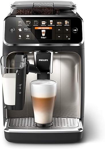 Philips Fully Automatic Espresso Machine Series 5400-12 Beverages, LatteGo Milk Solution, 4 User Profiles, TFT Display, Chrome - EP5447/23