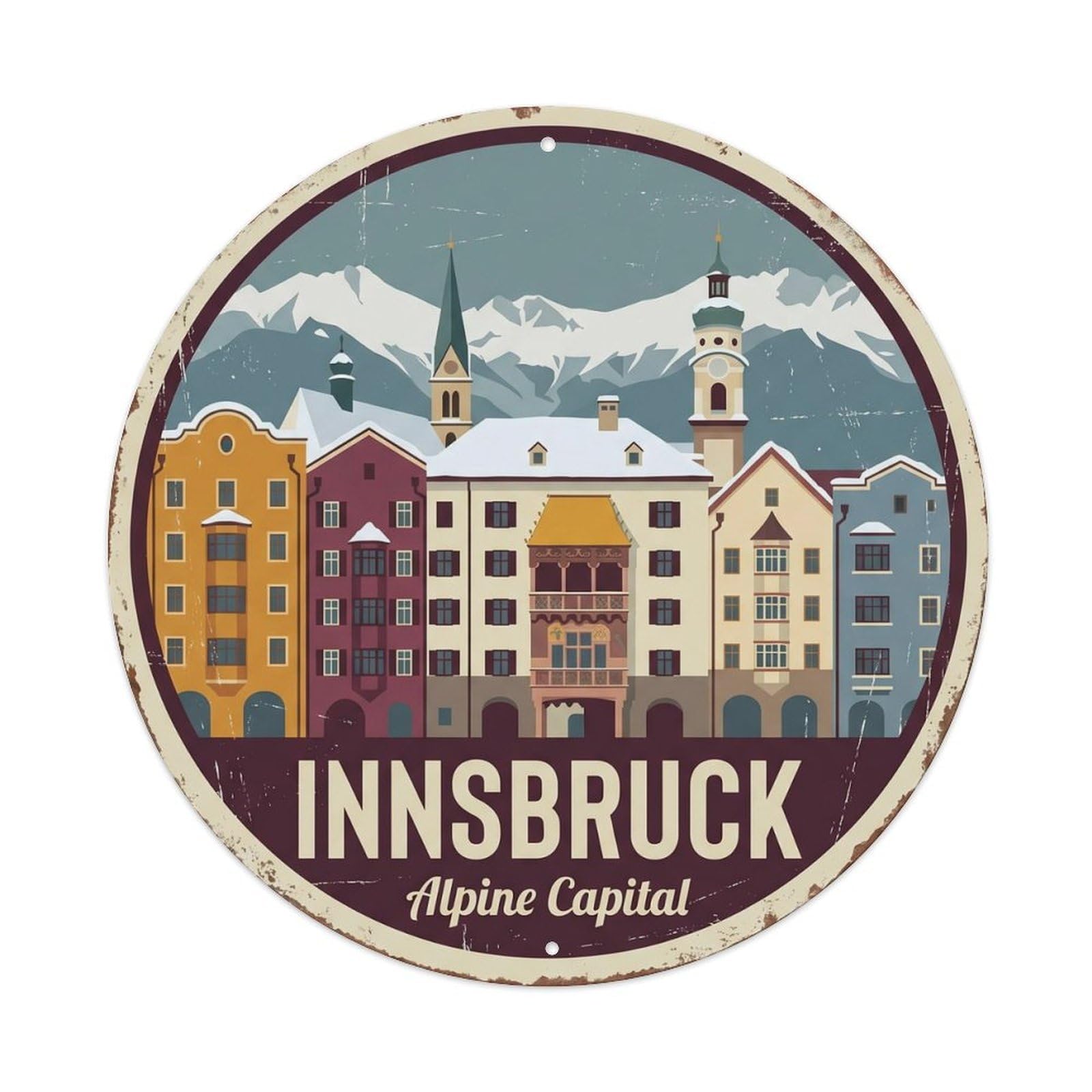 Vintage Travel Innsbruck Austria Capital Metal Tin Sign