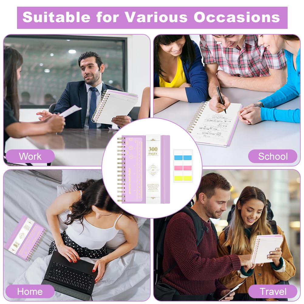 Carnet A5 Ligné 300 Pages Spirale Papier 100g/m² Couverture Rigide PVC