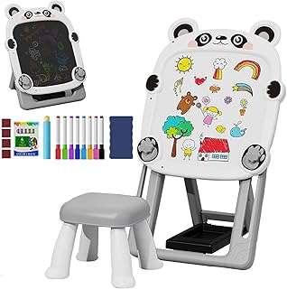 Tablero de dibujo de doble cara, pizarra magnética - Pizarra blanca magnética ajustable de doble cara para niños pequeños - Pizarra de dibujo, soporte plegable, pizarra blanca magnética