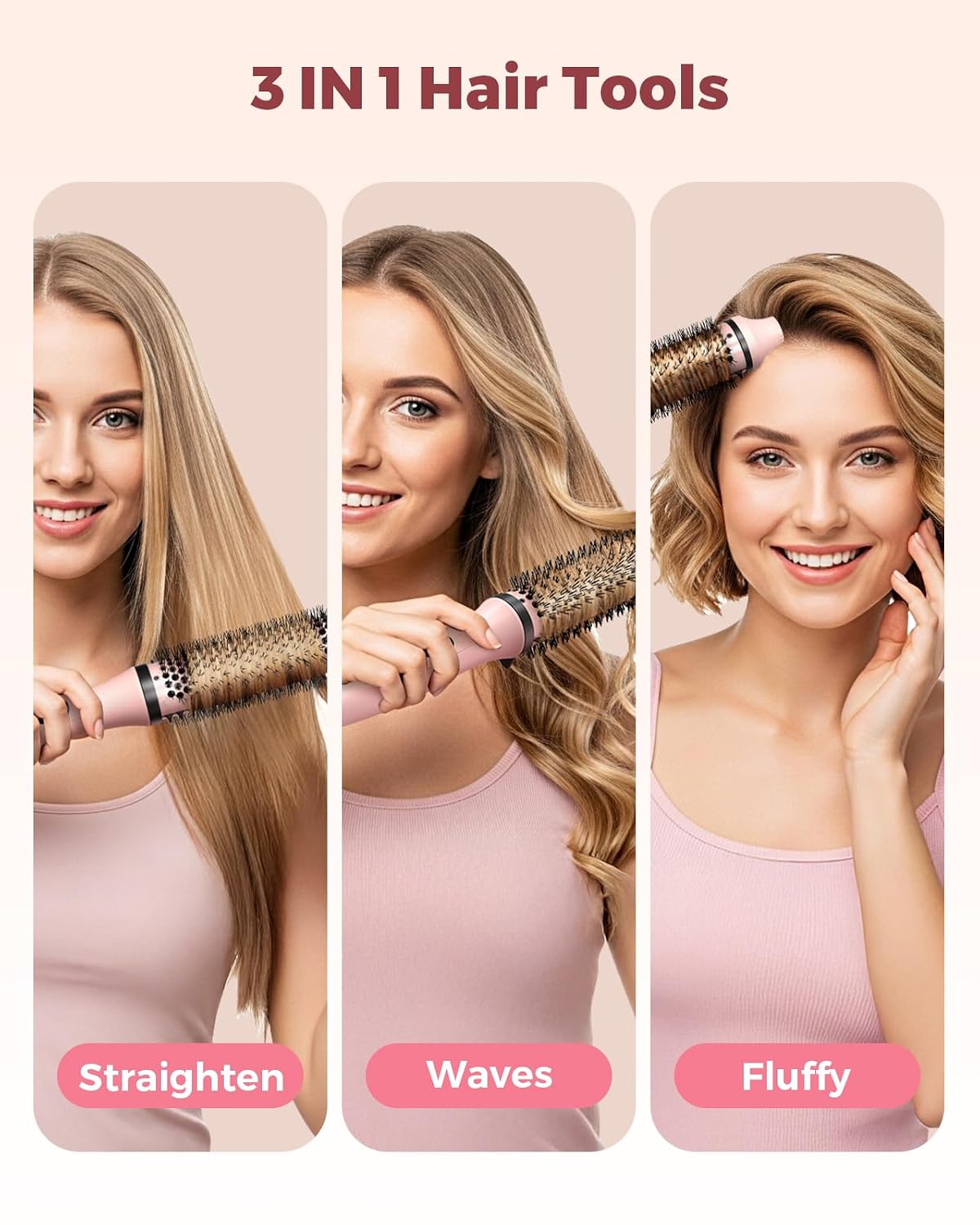 Bopcal Dual Voltage Thermal Brush, 1.5" Heated Round Brush for Smooth Blowout Look, Hot Brush for Volume, Soft Curls & Polished Ends, Negative Ions, 6 Heat Settings, Auto Shut-Off