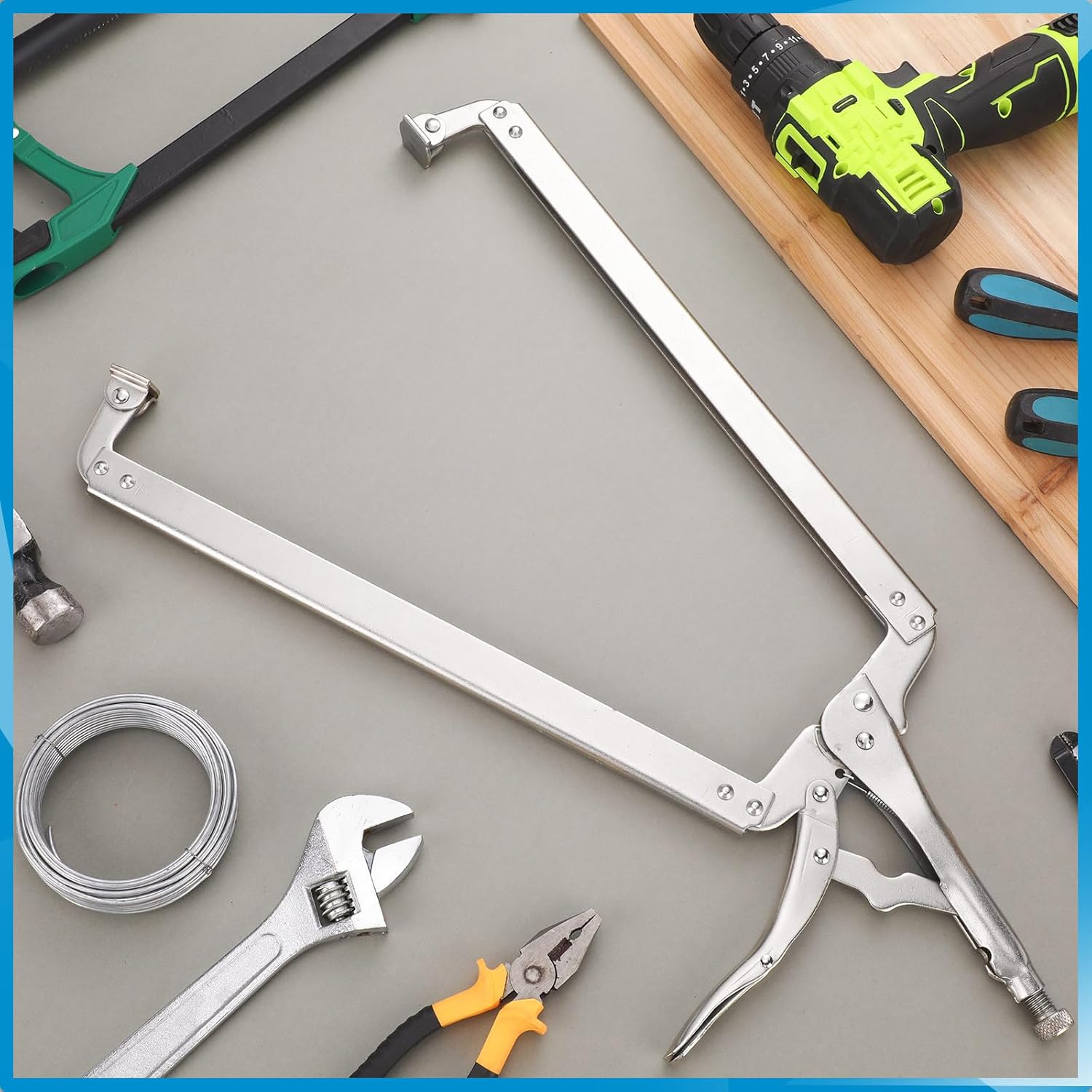 Yexiya 24 Inch Locking C Clamp Large Opening Jaws Locking Pliers Adjustable with Grip Swivel Pads Alloy Steel C Clamp for Shop Home Farm Auto Workshop Woodworking Repair, Silver
