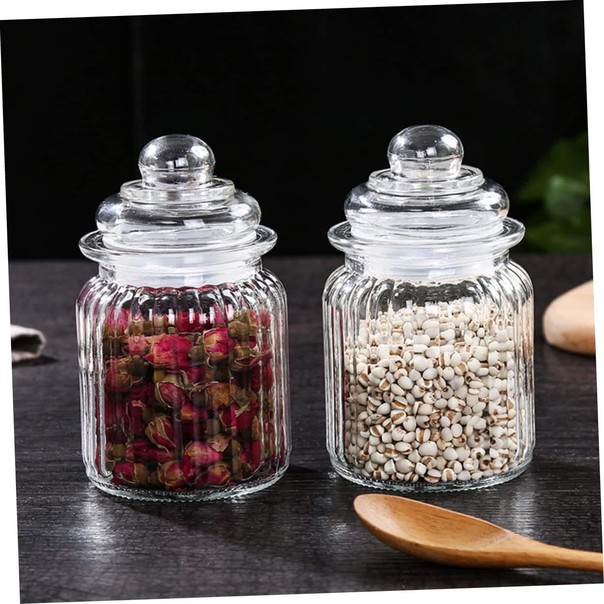 Glass Storage Jars Lids Glass Tea Jar Container Snackle Box for Cereal Nuts Flour
