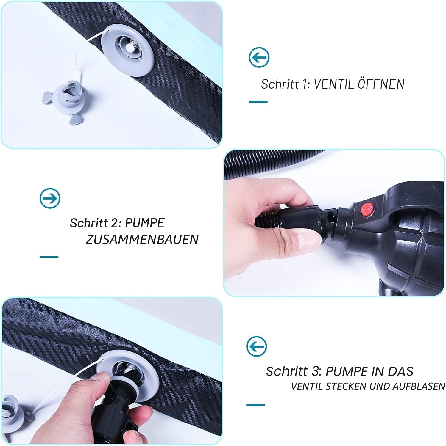 EVOLAND Turnmatte Aufblasbar, Tumbling Matte, Aufblasbare Matte Tumbling Track mit elektrischer Pumpe, Air Turnmatte für Gymnastik, Yoga, Taekwondo, Bodenturnen, Schwimmen, 300 * 100 * 10cm