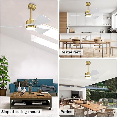 Miniatura 8 de WINGBO Ventilador de techo inteligente de 42 pulgadas con luces y control remoto, 3 aspas ABS, motor CC reversible de 6 velocidades, funciona con