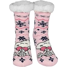United Labels The Peanuts Snoopy Hut Socks - House Socks for Women Cuddly Socks Fluffy Winter Socks Warm Women Socks Pink