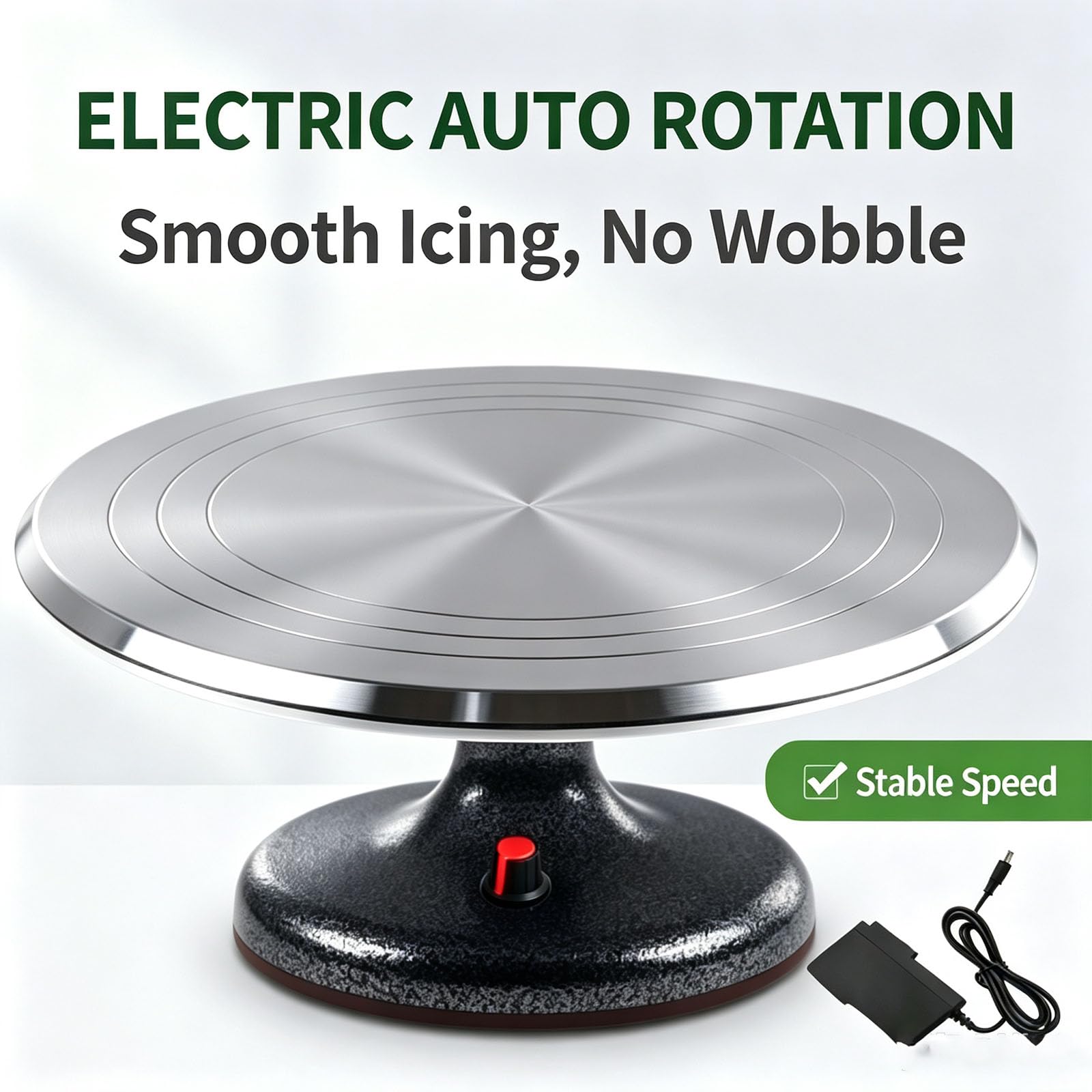 Piatto Girevole Elettrico Per Torte Da 30 Cm, Supporto Girevole Automatico Per Decorare Torte Con Base Appesantita, Funzionamento Silenzioso, Rotazione Stabile Per La Preparazione Di Dolci In
