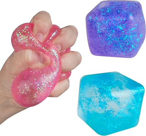ORB Curiosities Cool Cubes - Paquete de 3 cubos divertidos, brillantes, esponjosos, elásticos y de aumento lento para niños y adultos, grandes