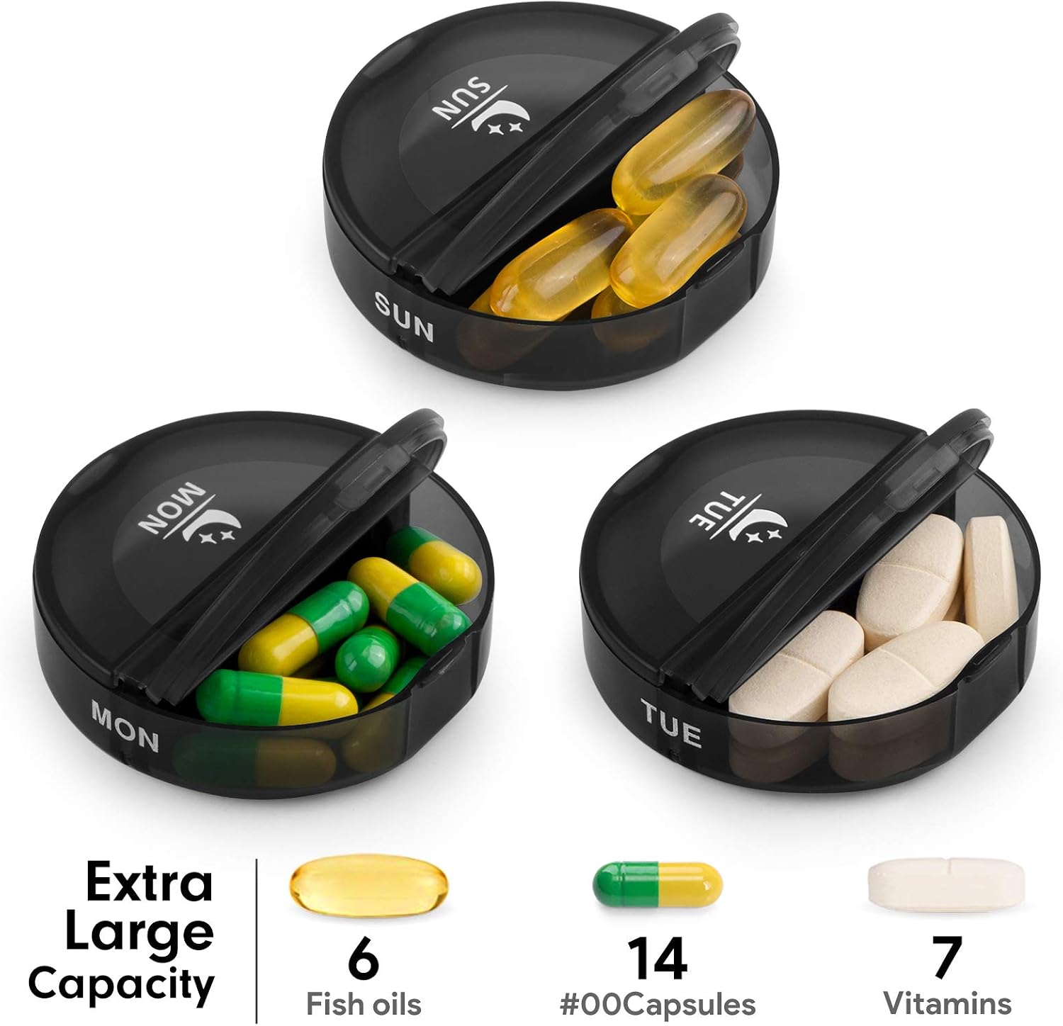 Fullicon PU Case Weekly Pill Box Organiser 2 Times A Day, Travel 7 Day Pill Boxes - Image 3
