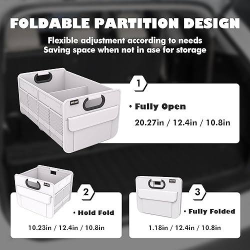 Miniatura 2 de Homeve Organizador de maletero, almacenamiento de automóvil, asas reforzadas, organizadores plegables de múltiples compartimentos, plegable,