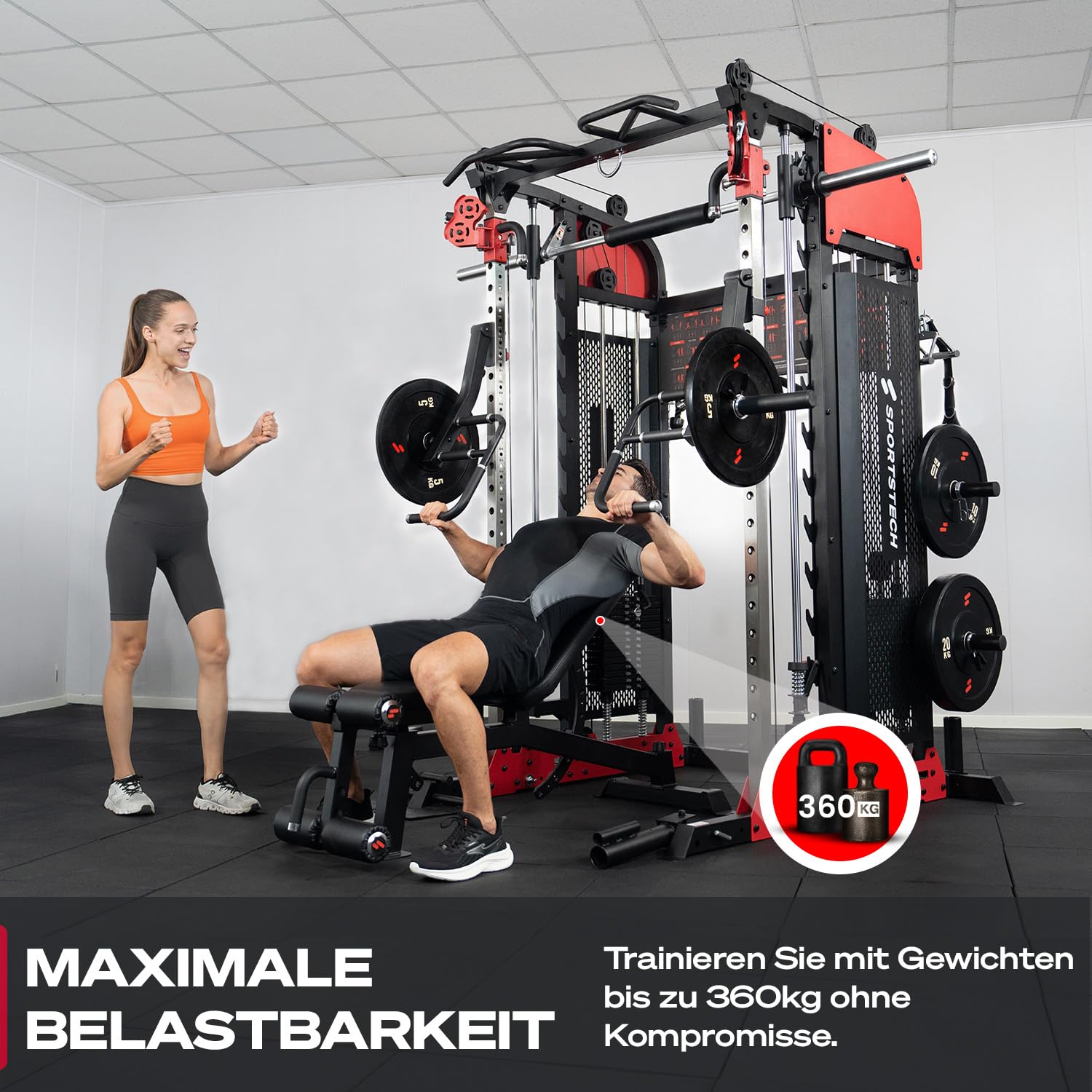 Sportstech Hantelbank BRT700 für Zuhause, 21in1 Schrägbank & Flachbank mit Bankdrücken, 360 kg Belastung, Rückentrainer, bench press, Krafttraining, Ganzkörper, Home Gym, Multifunktionsbank