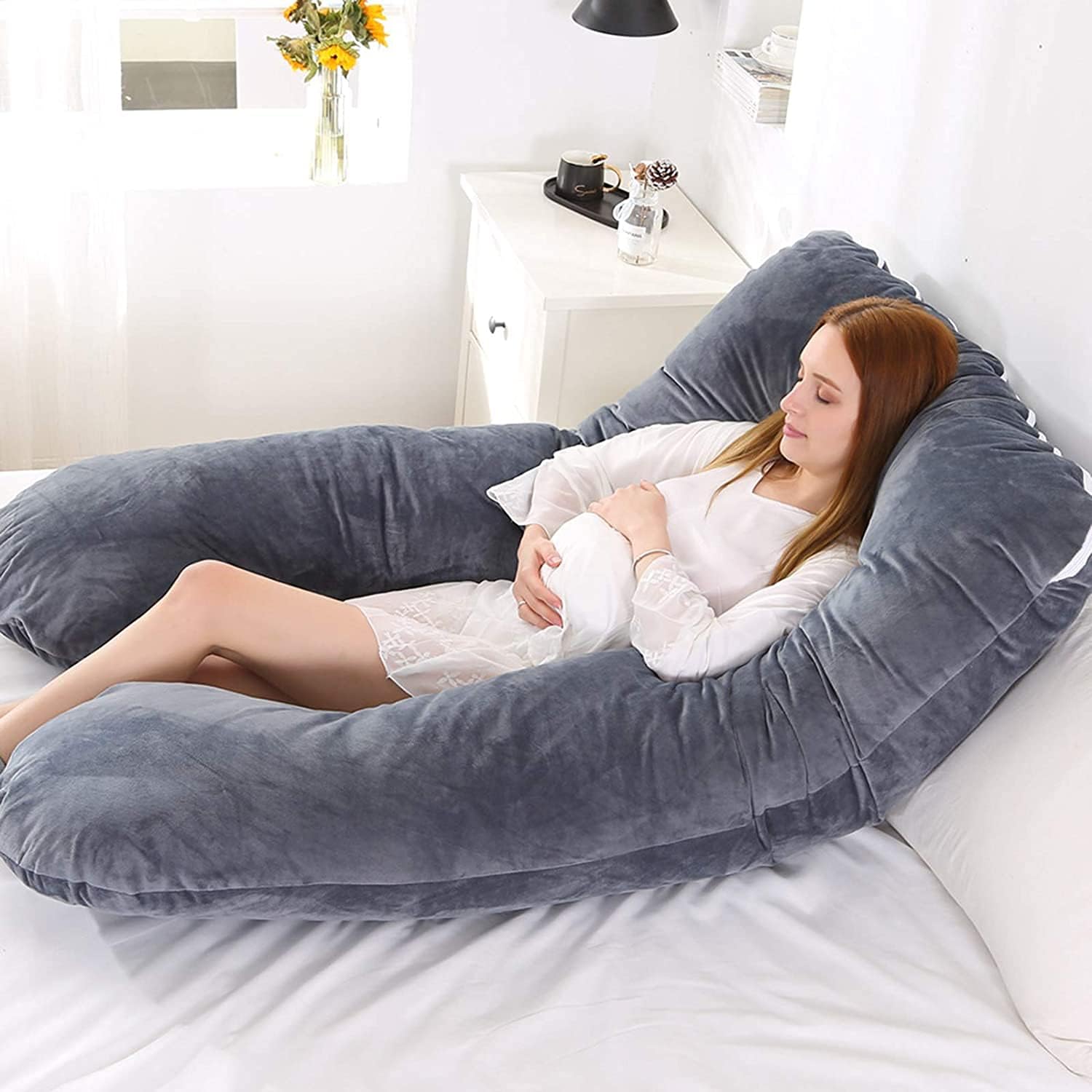 Pregnancy Pillows for Sleeping Body Pillow for Pregnancy Pregnancy Pillow U Shaped Full Body Support Maternity Pillows for Women with Washable Removable Cotton Maternity Pillow(Color:Pink)
