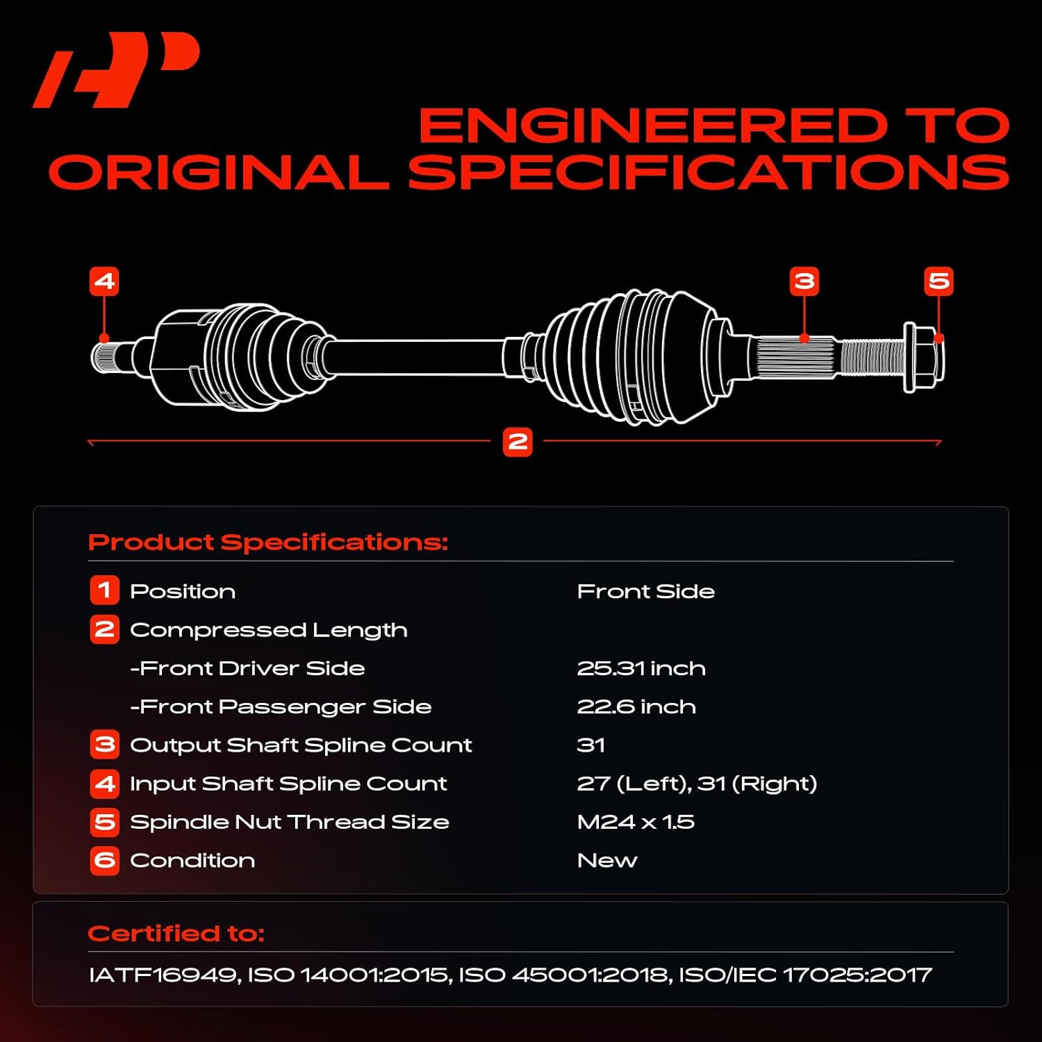 A-Premium Pair (2) Front CV Axle Shaft Assembly Compatible with Ford Edge 2007-2014 & Lincoln MKX 2007-2015, V6 3.5L 3.7L, Driver and Passenger Side, Replace# 7T4Z3A428A