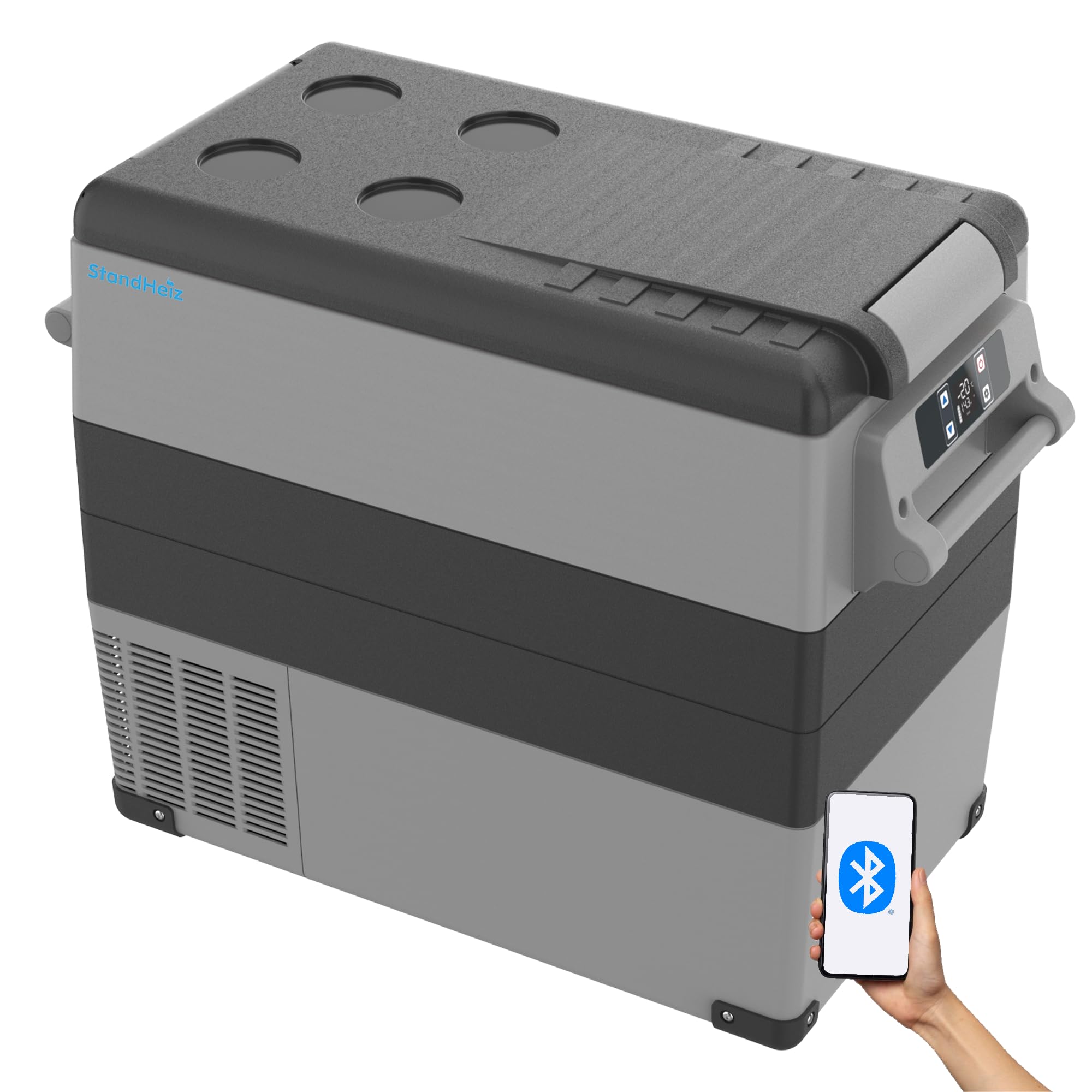 Kompressorkühlschrank für Auto, tragbare Kompressor-Kühlbox, 55 L, Minikühlschrank Wohnwagen Camping LKW, -20℃, 12/24V DC 230V AC