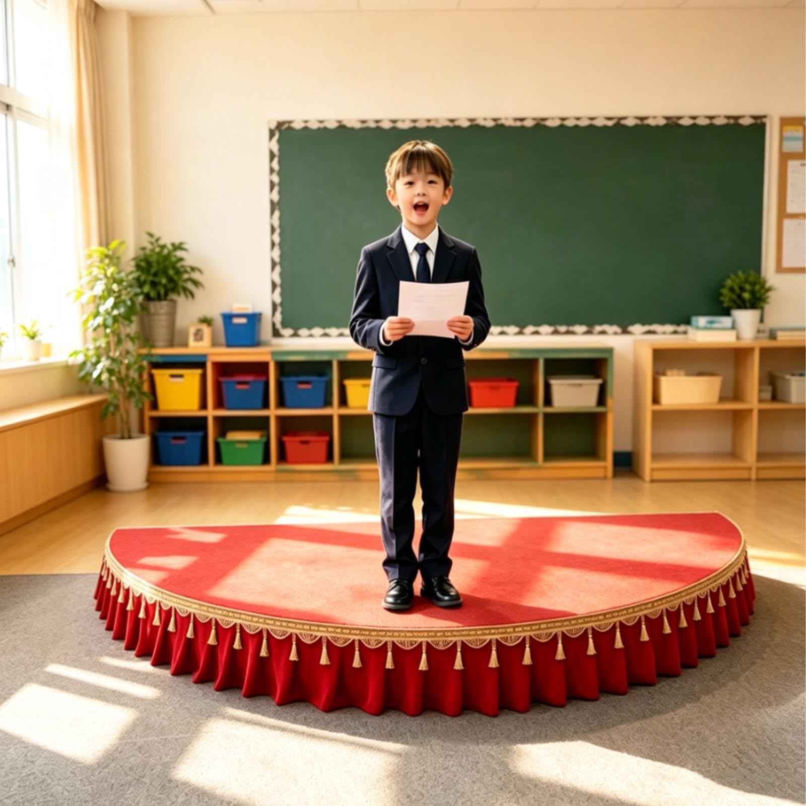 Halbrunde Bühnenplattform Für Kinder, Mobile Plattform Fransenverkleidung