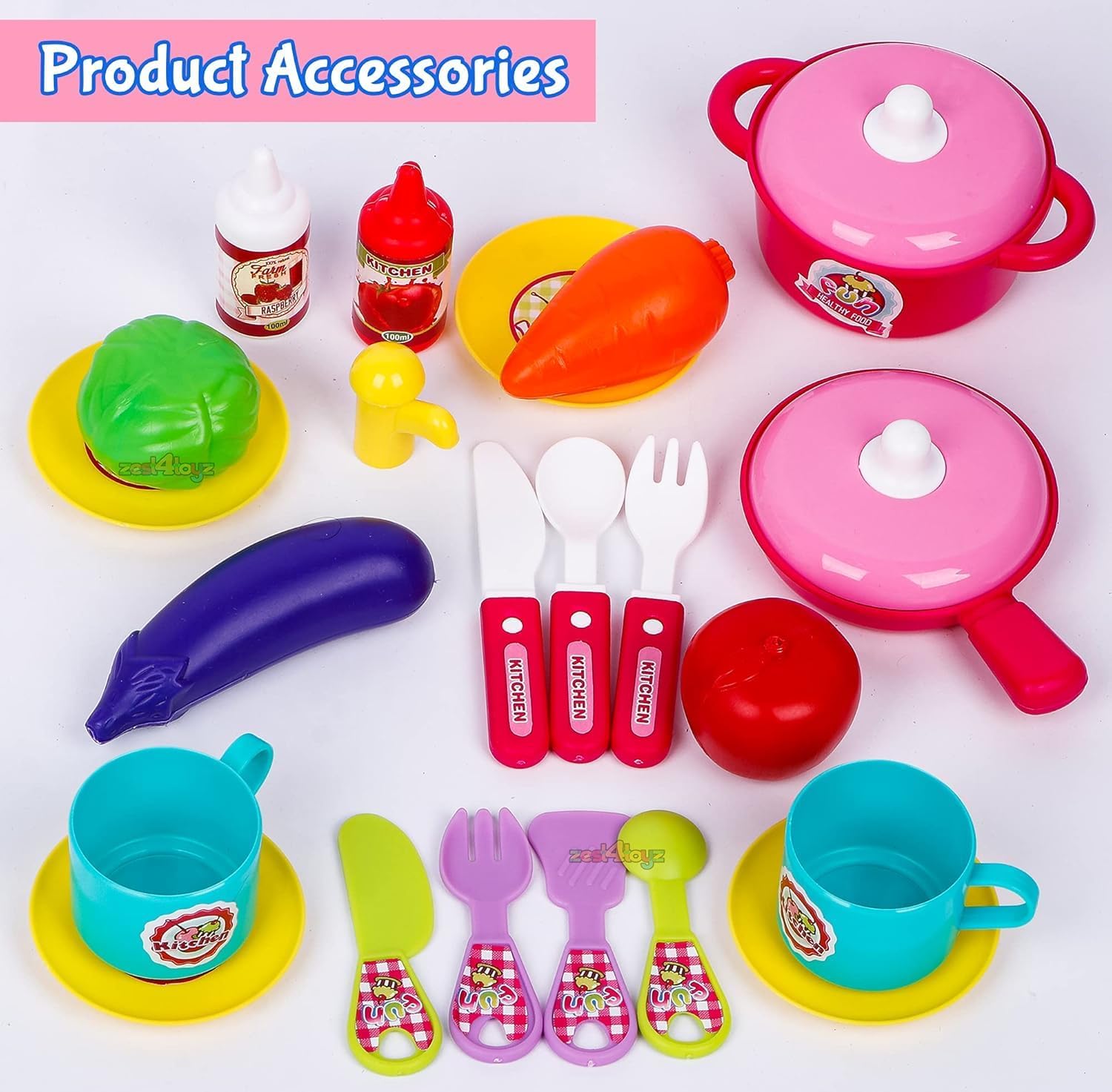 TOYIQ Little Laughs Little Chef 2 in 1 Kitchen Play Set, Pretend Play Trolly Kitchen Kit for Kids with Suitcase Trolley Carrycase with Sound - Accessories Included 1