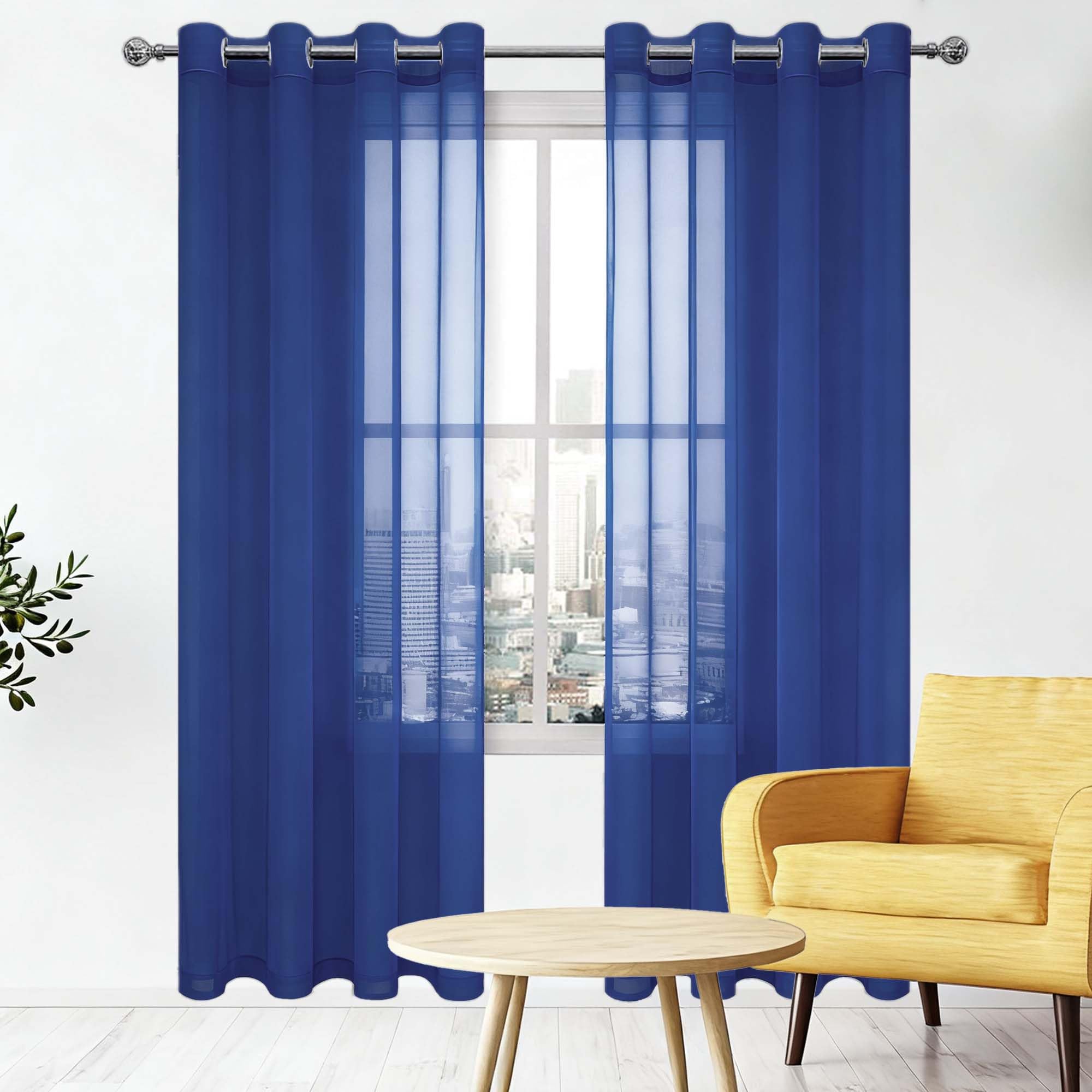 Rideaux voilage transparent isolant contre le froid et la chaleur bleu foncé 370x300