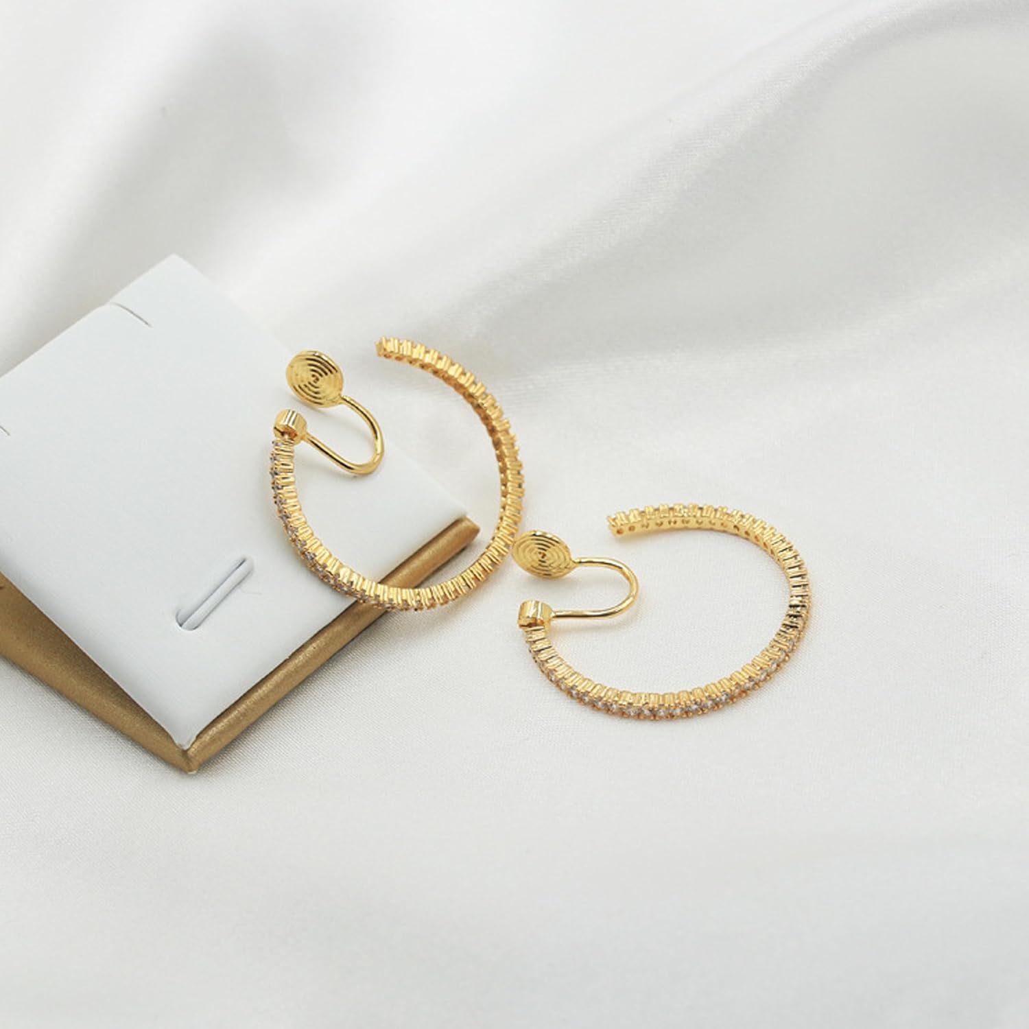 Clip On Hoop Earrings for Women Gold Rhinestone Sparkly Clip On Hoops Fashion Hoop Earrings Jewelry Gifts - Image 6