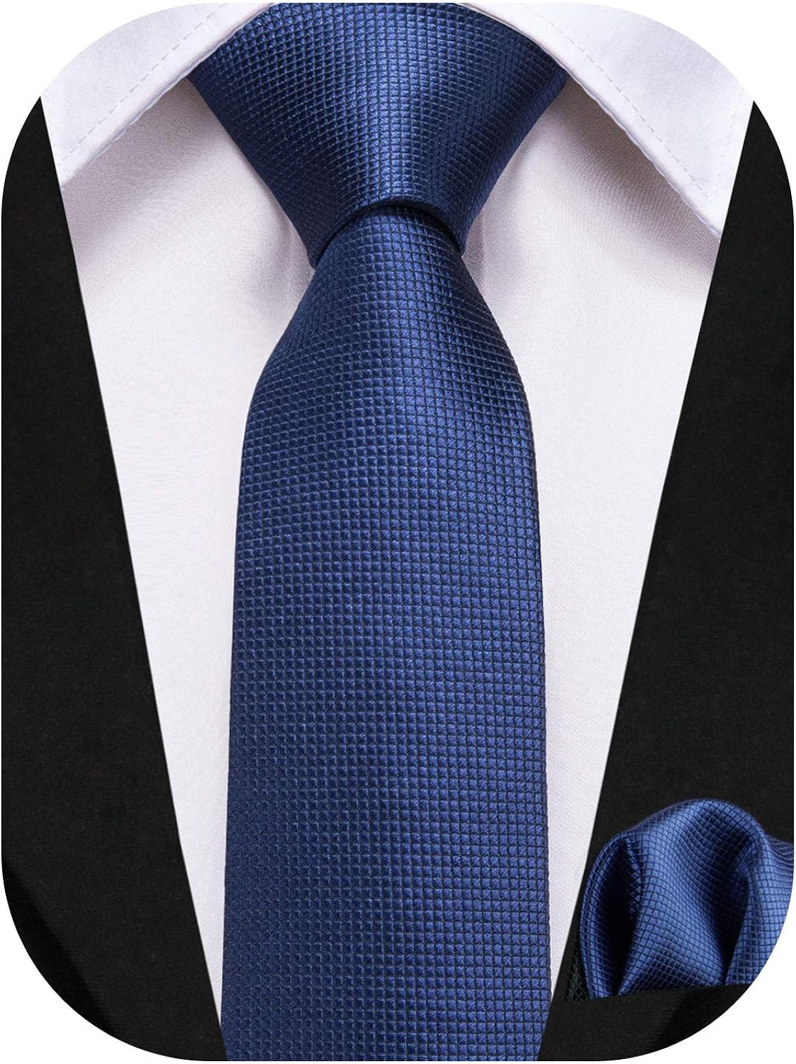 Dubulle Boys Dark Blue Self Tie Necktie with Pocket Square for Graduation : Clothing, Shoes & Jewelry