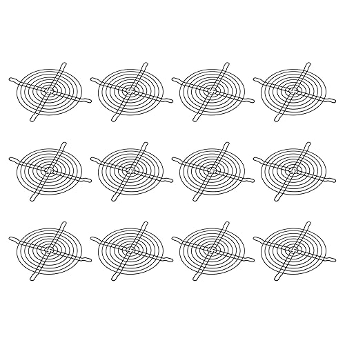 PATIKIL Parrilla para dedos de ventilador de 4.724 in, paquete de 12 protectores de rejilla de metal para ventiladores de escape de 4.724 x 4.724 in