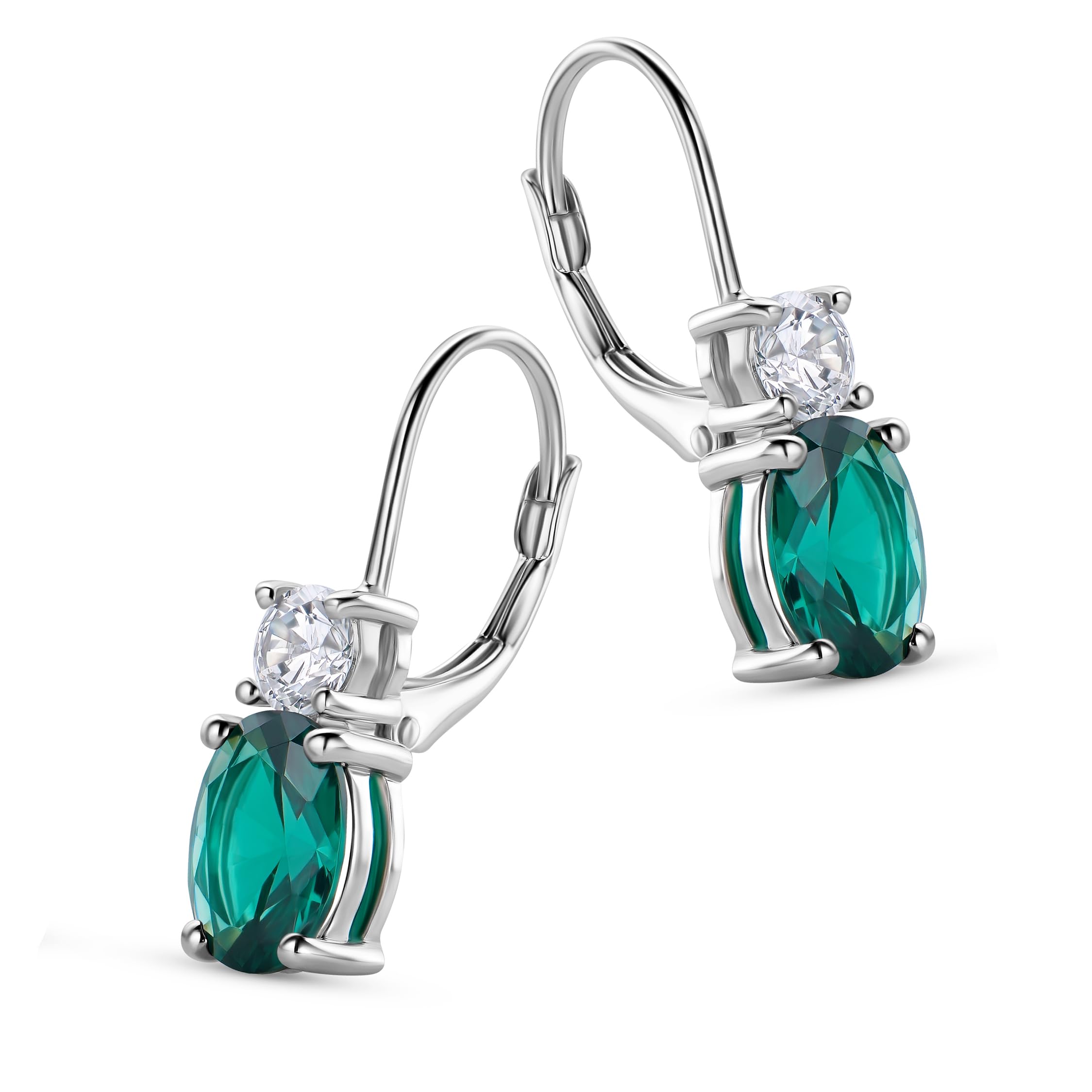 MIORE Joyería, pendientes de mujer, pendientes de plata 925, pendientes de mujer con esmeralda/rubí y circonitas, pendientes de aro de plata 925, pendientes de aro