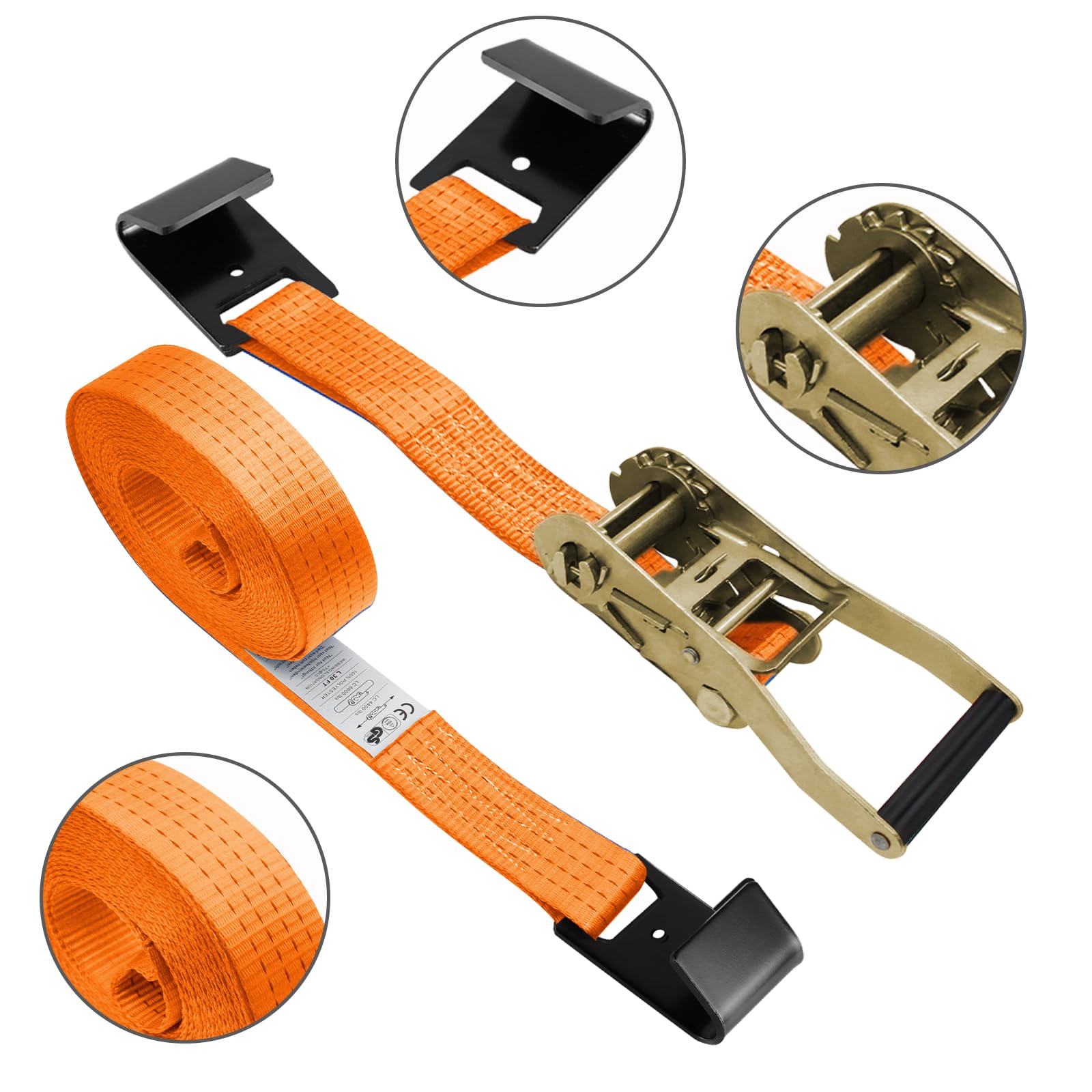Cinghie a cricchetto piatte per rimorchi, resistenti, per rimorchi, camion, carico di carico 4.535,9 kg, confezione da 4 pezzi