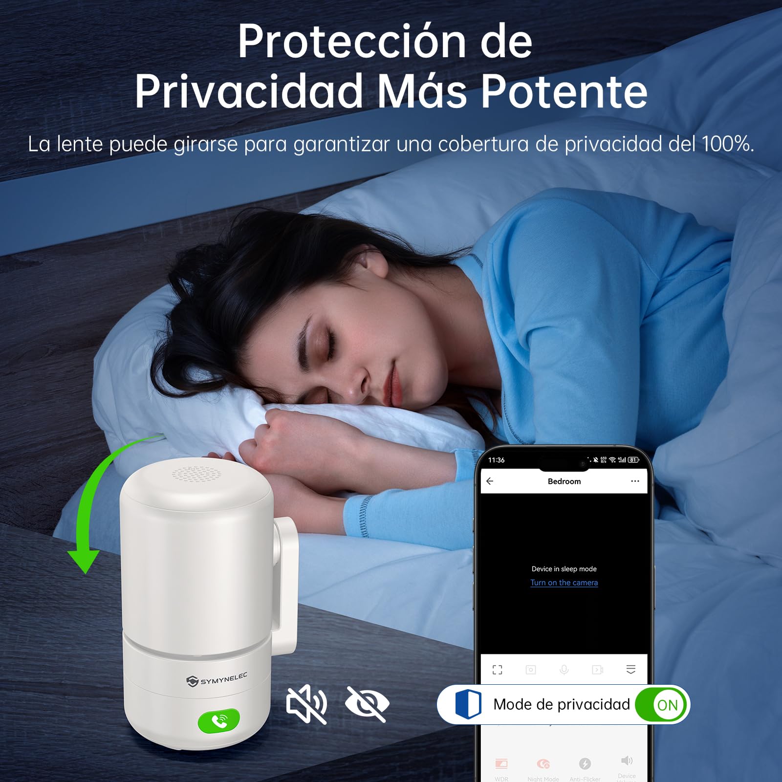 SYMYNELEC Cámara Vigilancia WiFi Interior 5GHz/2.4GHz, 2K 4MP Camara Vigilancia Bebe/Perros, Cámara de Seguridad 360° con Detección de Movimiento AI, Visión Nocturna, Audio Bidireccional, Alexa, 2PCS