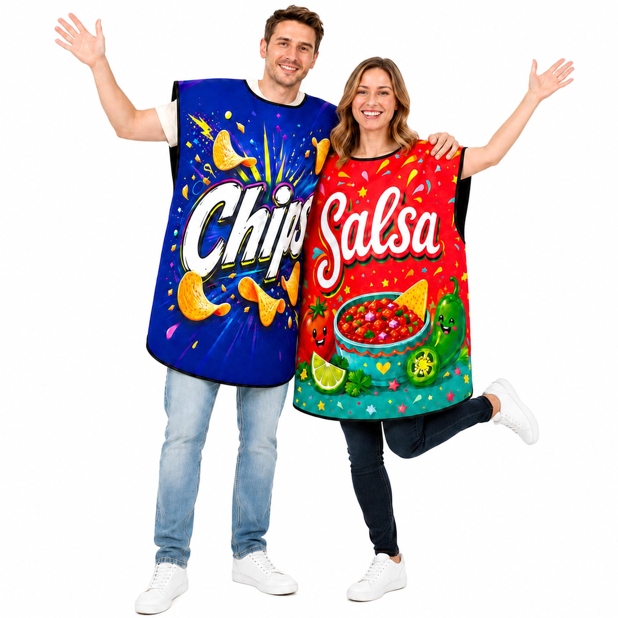 2 Pcs Chips and Salsa Costumes, Funny Halloween Couple Outfits for Adult