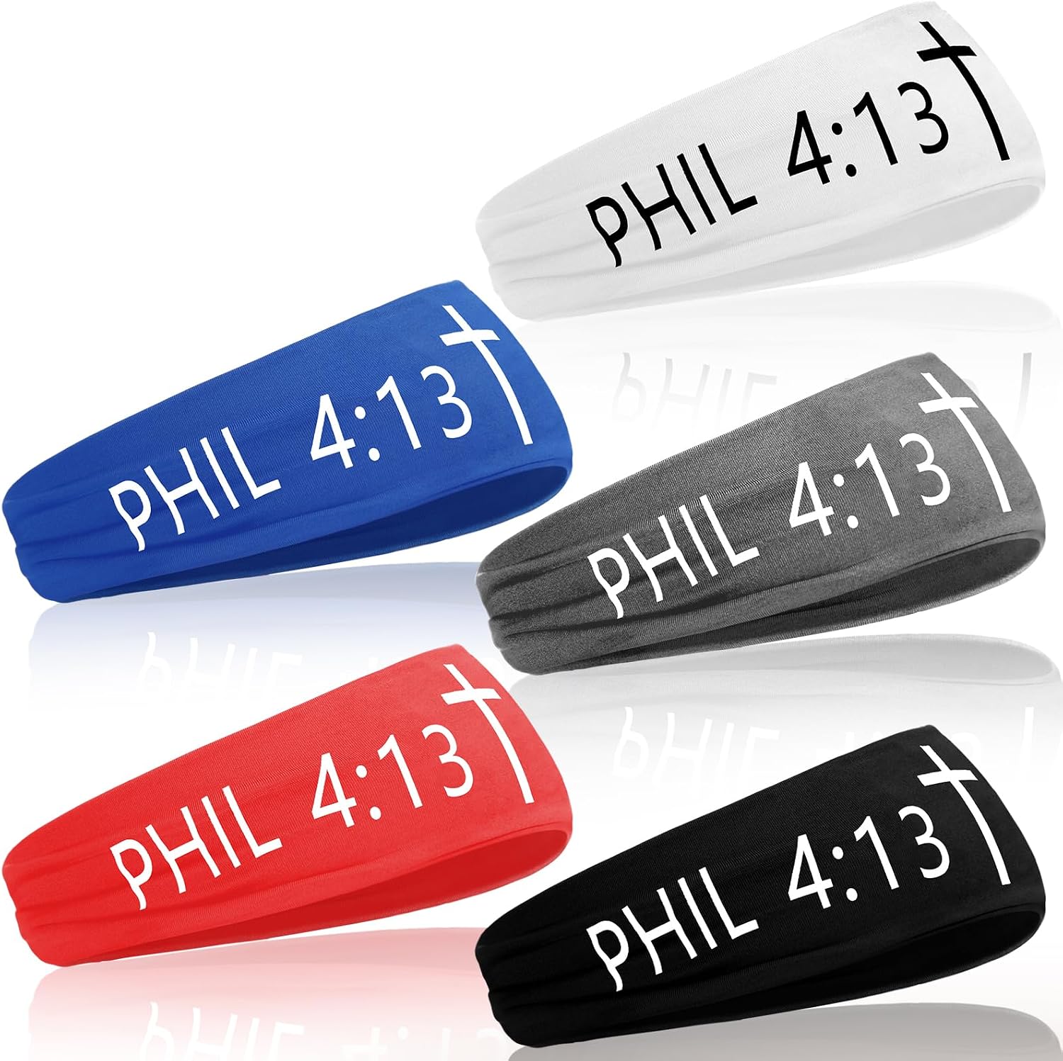 5 Pcs Christian Athletic Headbands Gifts Cross Headband for Men Women Bible Verse Workout Religious Stretchy Sweat Bands