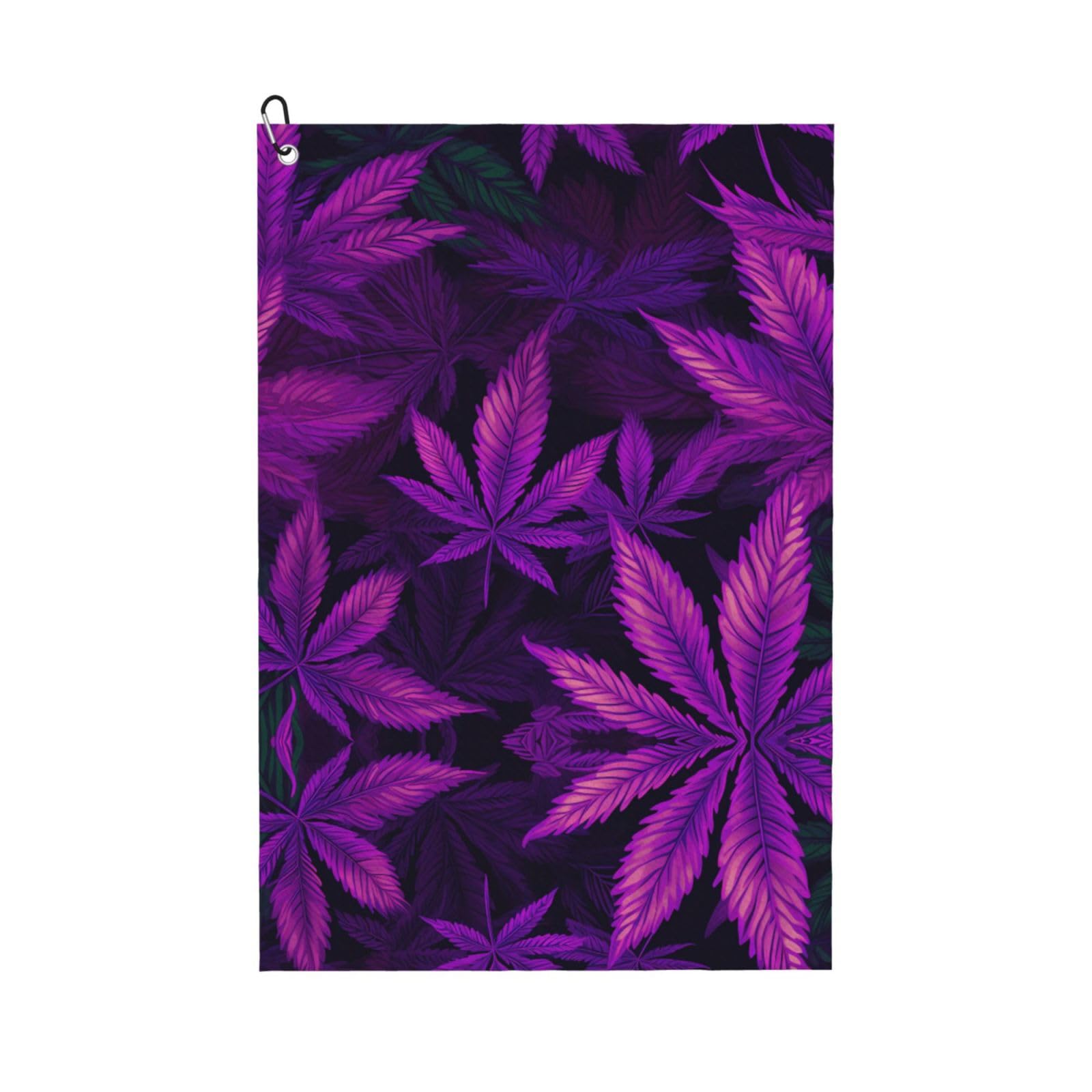 peiyeety Weed Leaf Color Microfiber Golf Towel with Carabiner Clip, 16x24 Inch Absorbent Waffle Weave Towel for Golf Bags