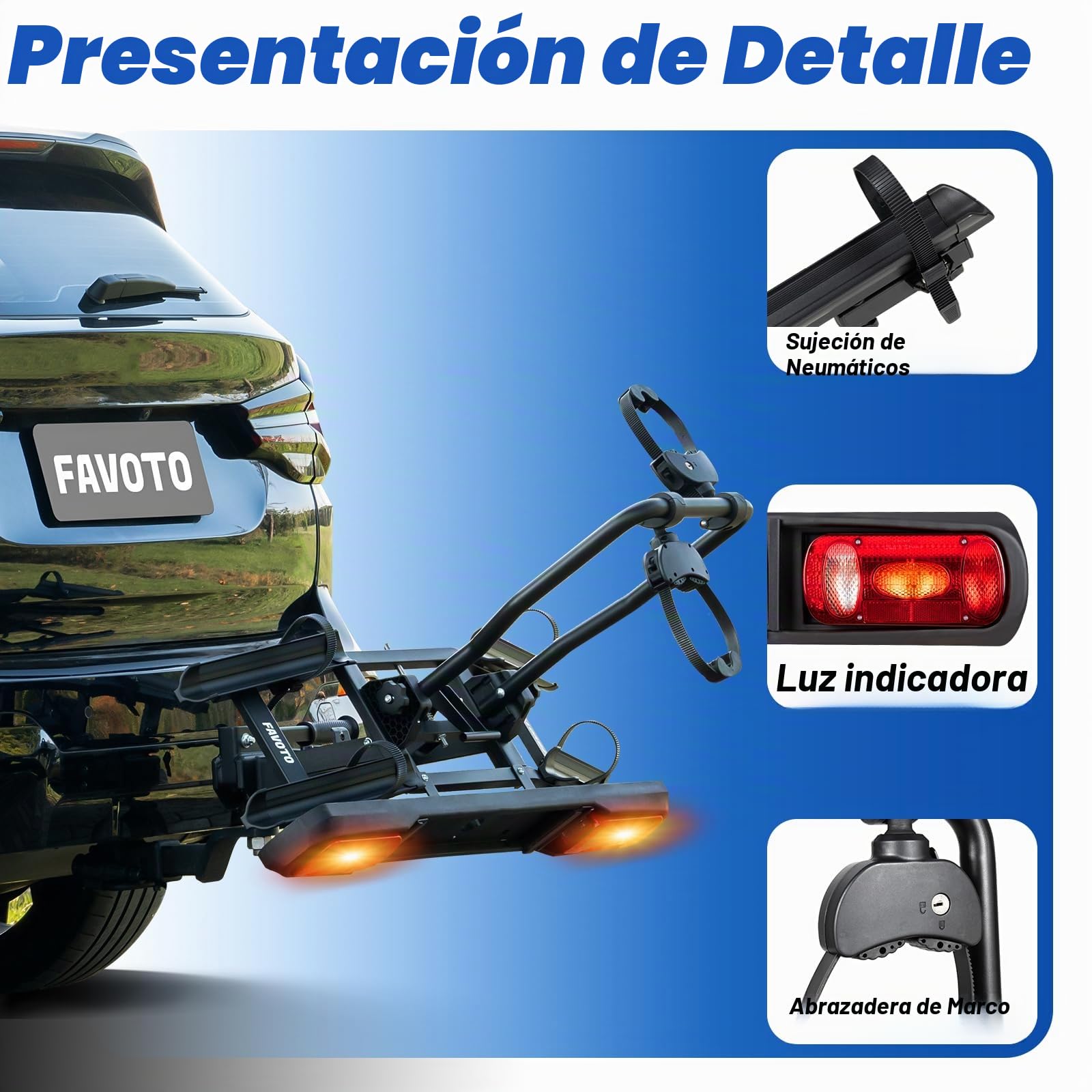 Favoto Portabicicletas para Enganche de Remolque, Soporte Plegable para 2 Bicicletas de 20-29 Pulgadas, para Acceso al Maletero Negro
