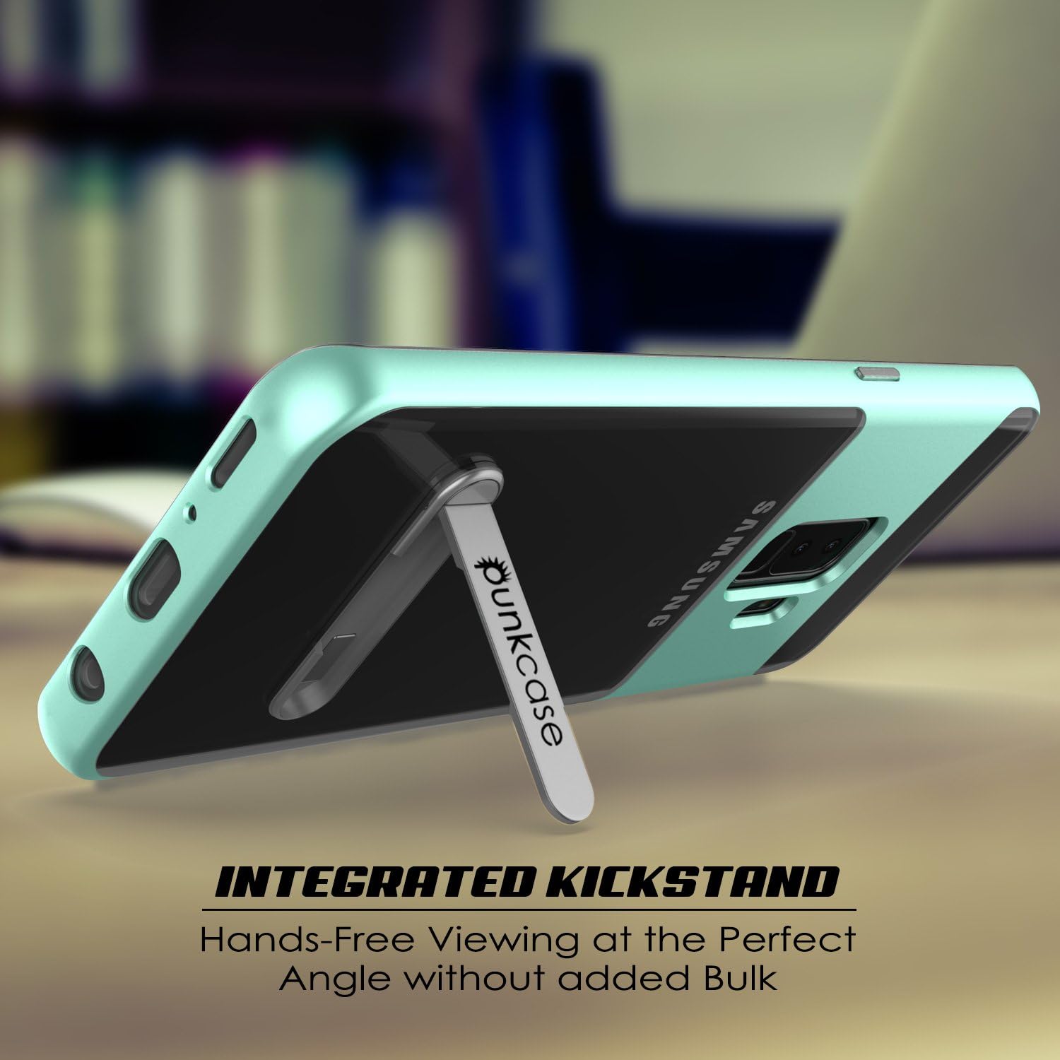 Galaxy S9 Plus Case, PUNKcase [Lucid 3.0 Series] [Slim Fit] [Clear Back] Armor Cover w/Integrated Kickstand, Drop Protection & PUNKSHIELD Screen Protector for Samsung Galaxy S9+ [Teal]