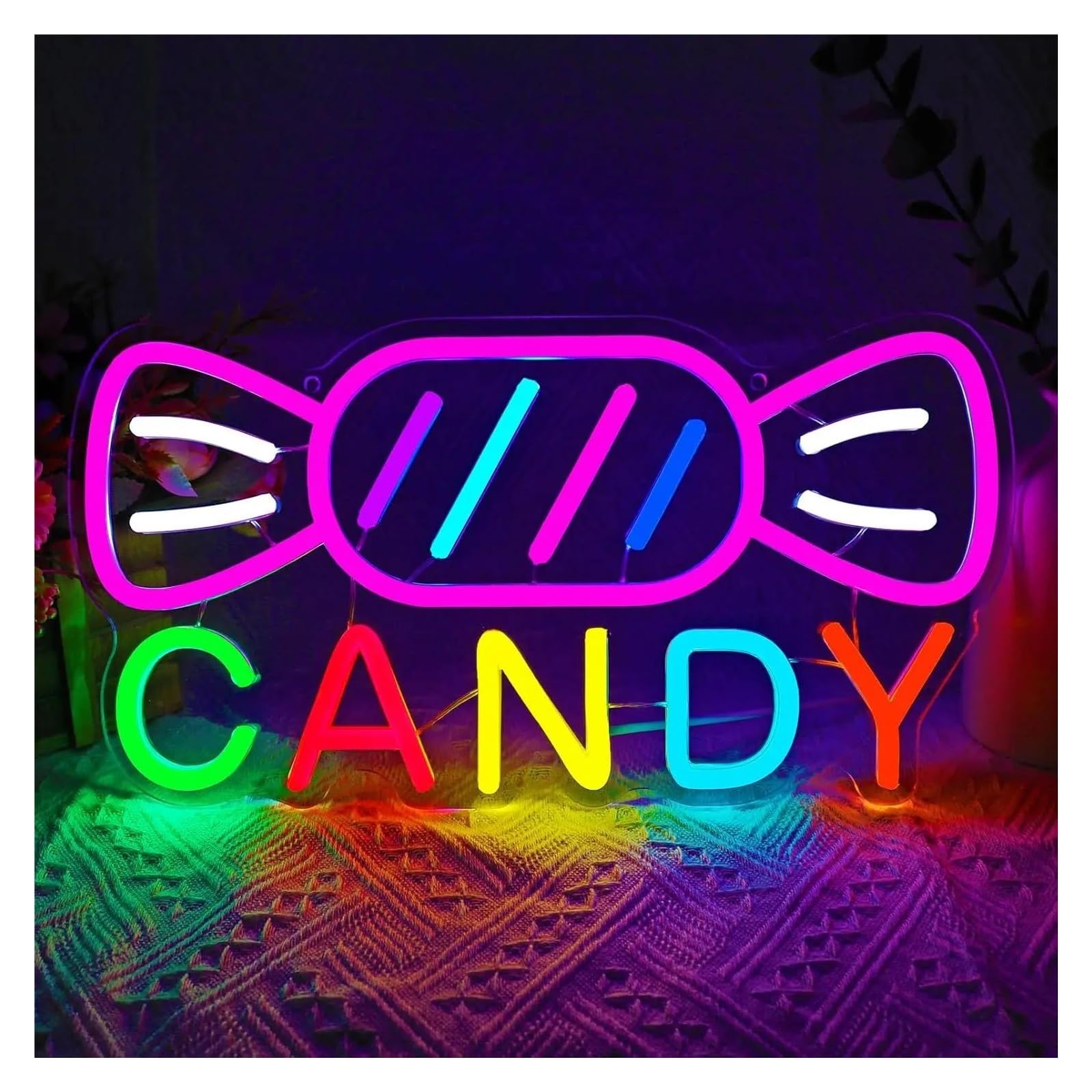 cartelli al neon personalizzati Luce Dimmerabile Per Insegna Al Neon Candy Per Candyland Store Lampada Da Notte Per Decorazione Artistica Per Camera Da Letto Per Feste 35cm×18cm