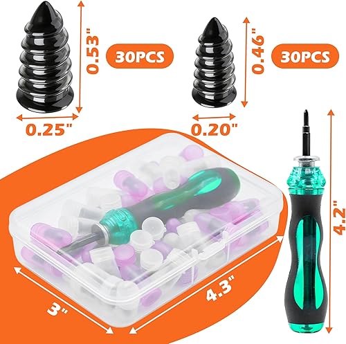 Miniatura 7 de Juego de 60 clavos de goma para reparación de neumáticos, tapones de tornillo de neumáticos al vacío, herramienta de reparación rápida de neumáticos