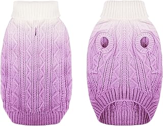 CITÉTOILE Warm Winter Dog Jumper, Soft and Comfortable Knitted Dog Coat, Turtleneck Pet Clothing for Cold Weather, Colour Gradient Adjusted for Small Medium Pets, Purple, S product image