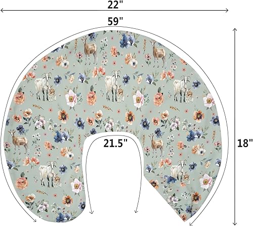 Miniatura 9 de Fundas de almohada de lactancia de cabra con diseño floral bohemio para niños y niñas, diseño de cabras de granja, flores retro, fundas de guardería
