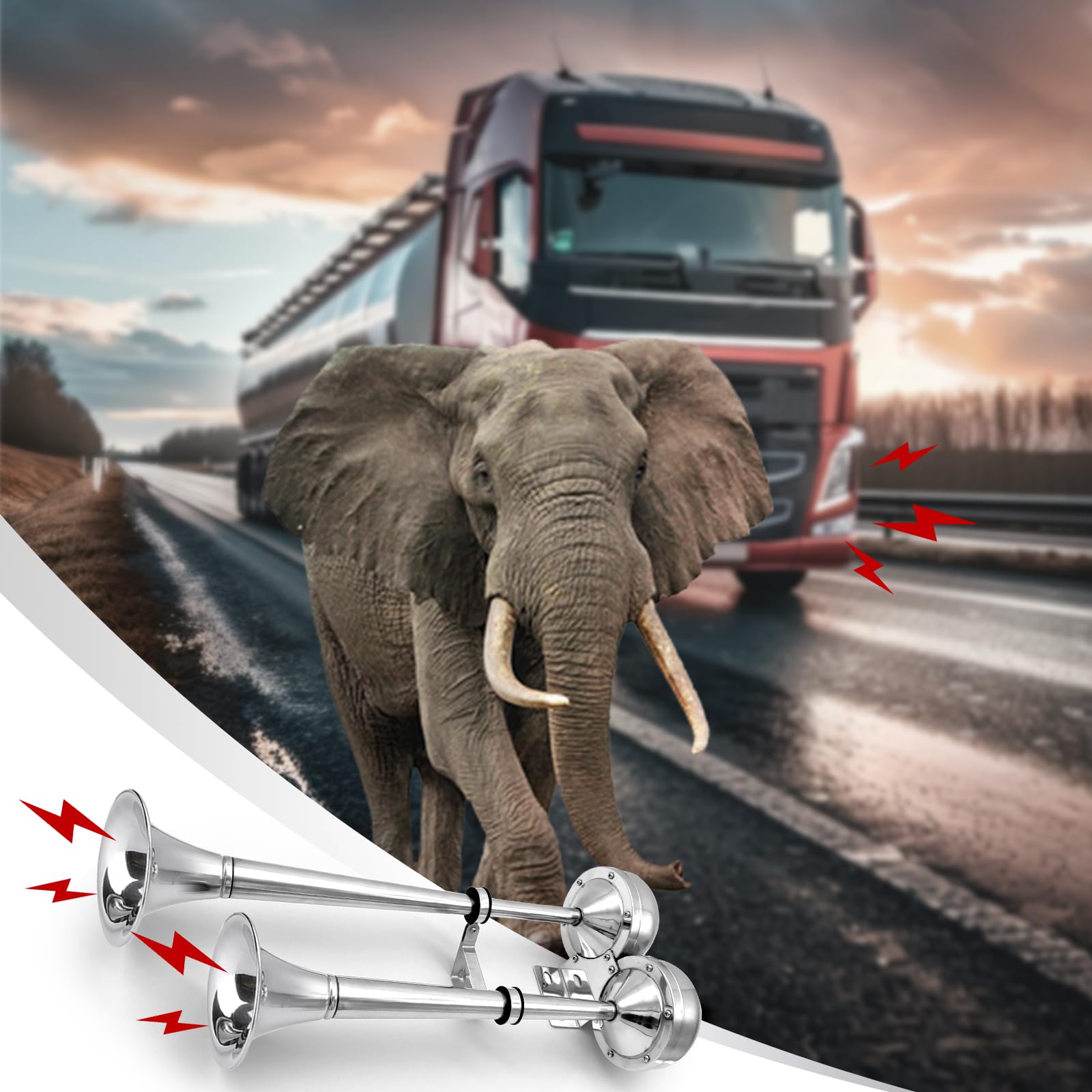 Clacson ad Aria Compressa per Camion 12V, Trombe Auto 120 dB, 105 mm di Diametro, per Barche, Yacht, Camion, SUV, Camper