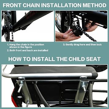 Folding Tandem Bikes, Beach Cruiser Bikes for Adults, Tandem Bikes with 20-Inch Wheels, Adjustable 7-Speed Tandem Cruiser Bikes